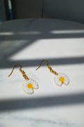 White Daisy Resin Drop Earrings