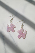 Pink Balloon Dog Drop Earrings