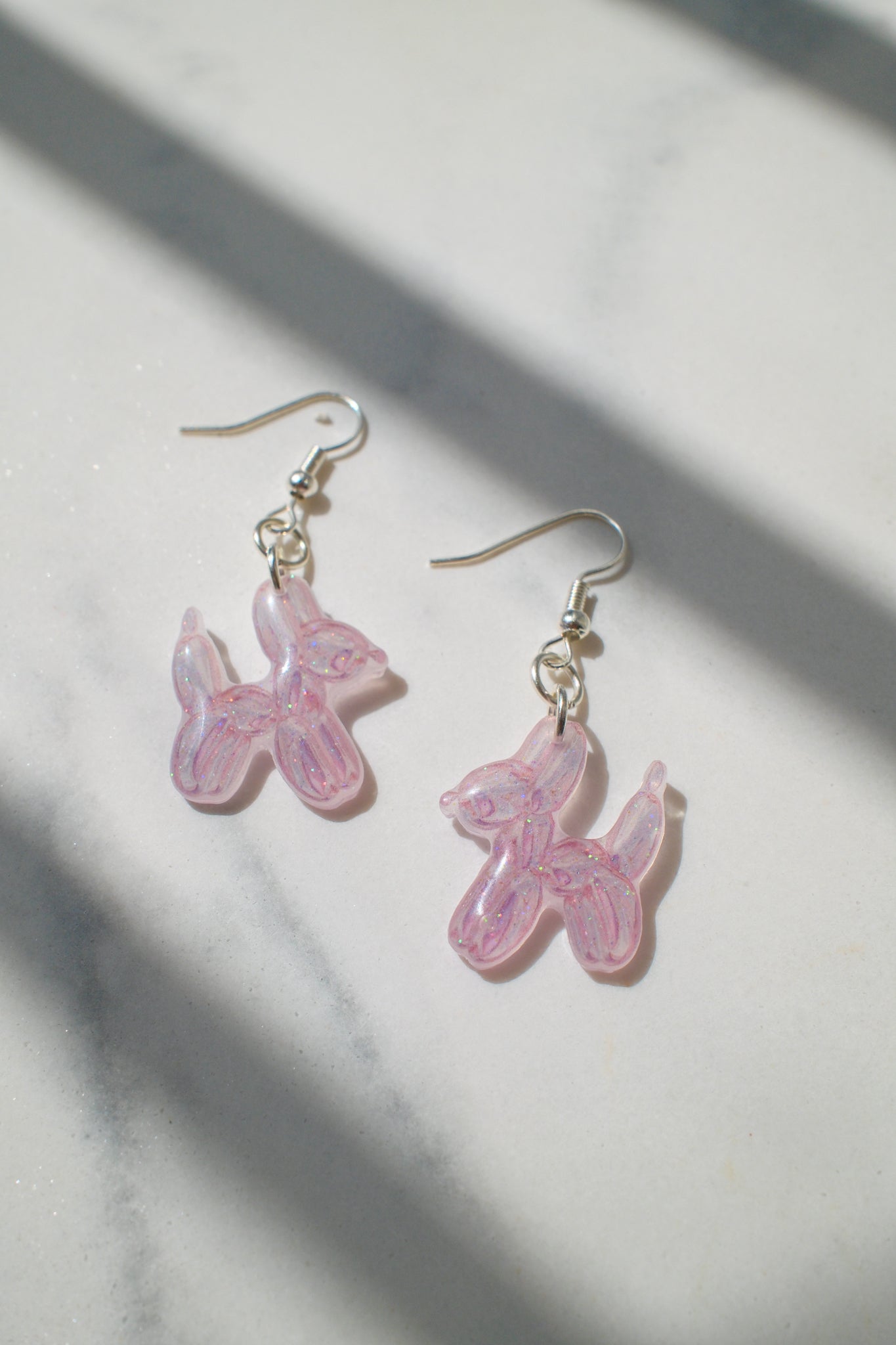 Pink Balloon Dog Drop Earrings