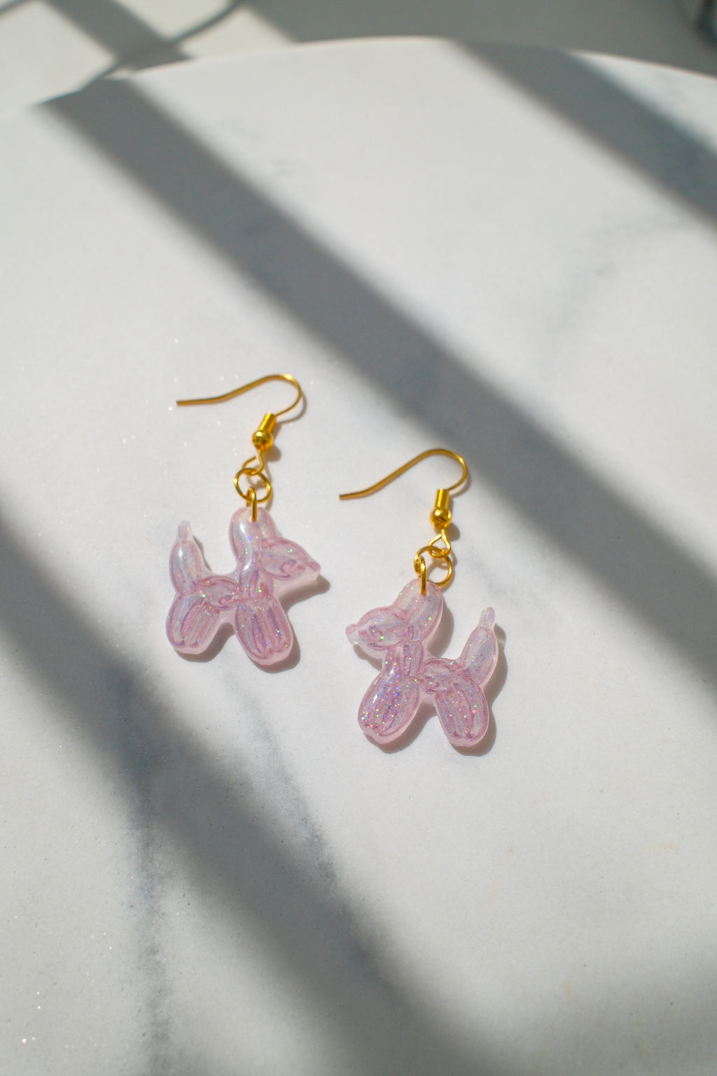 Pink Balloon Dog Drop Earrings