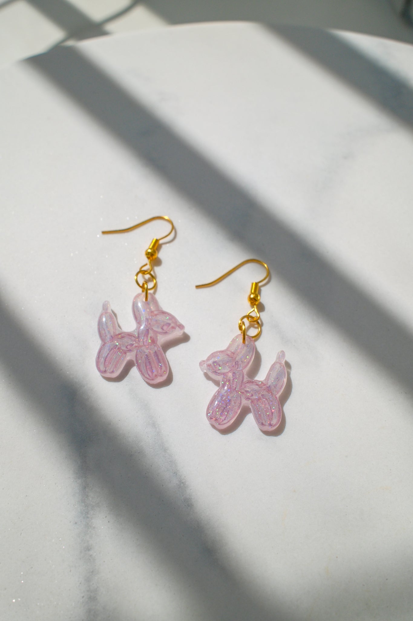 Pink Balloon Dog Drop Earrings