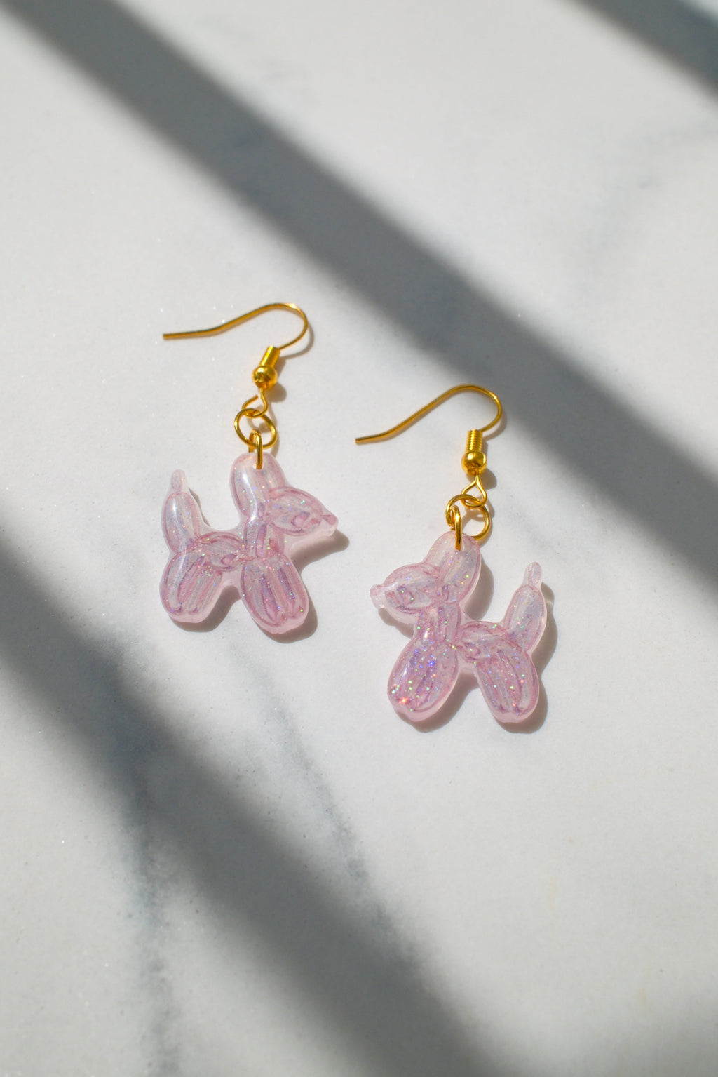 Pink Balloon Dog Drop Earrings