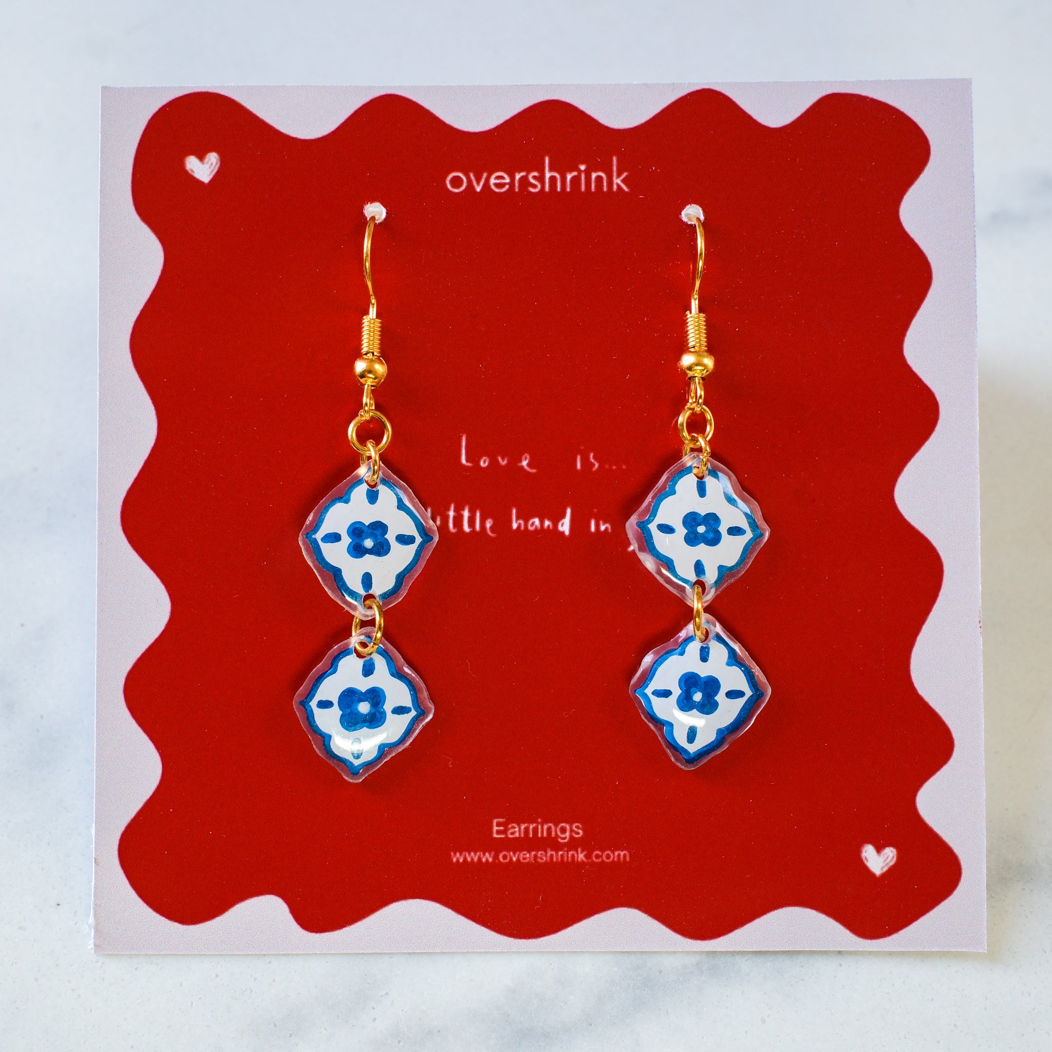Blue Tile Double Drop Earrings