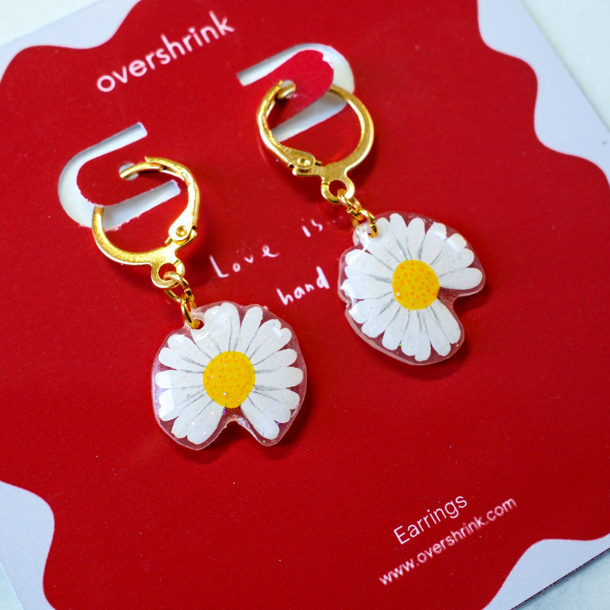 White Daisy Drop Earrings