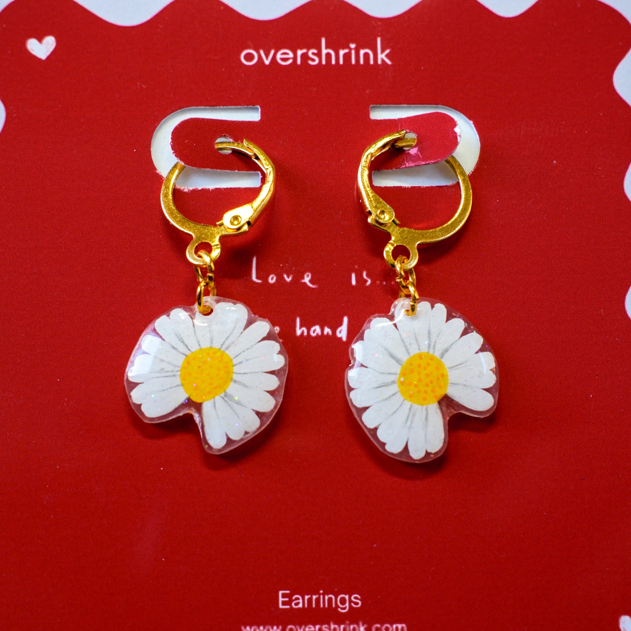 White Daisy Drop Earrings