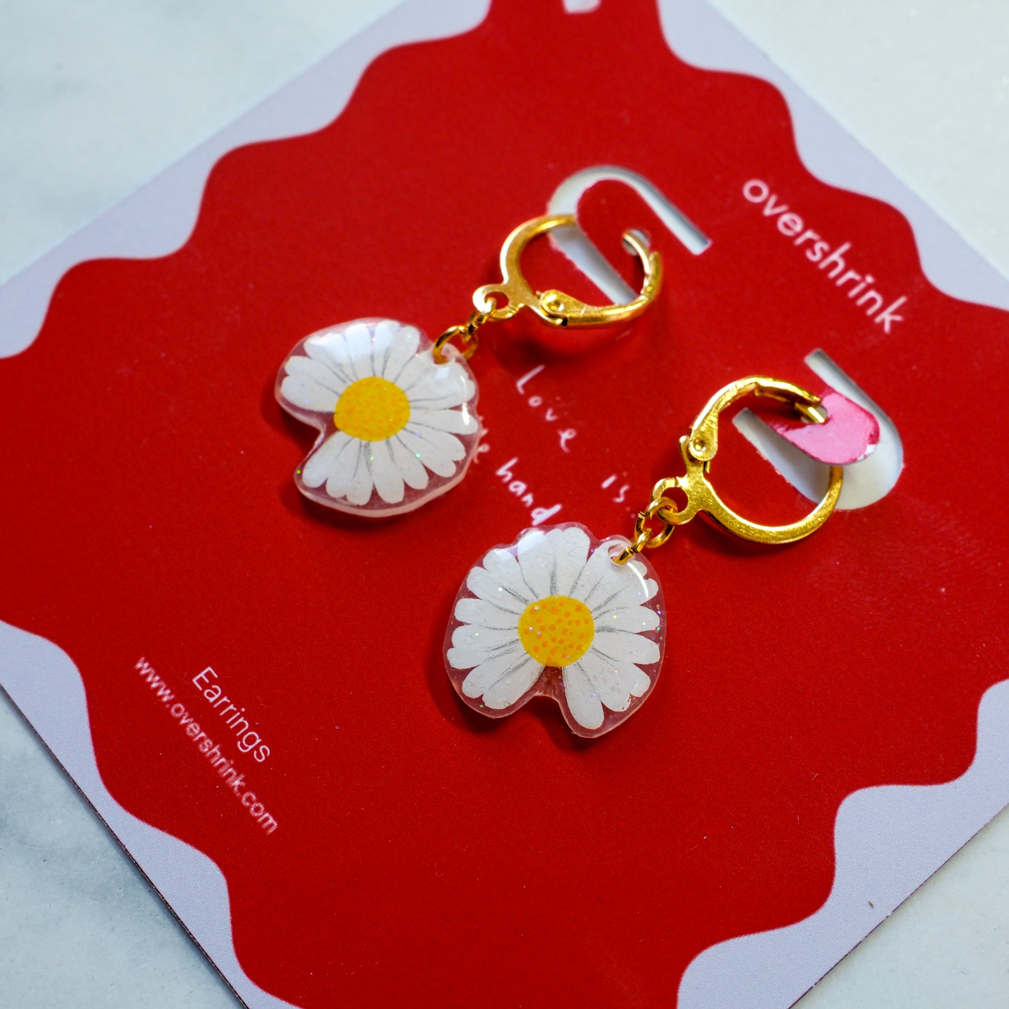 White Daisy Drop Earrings