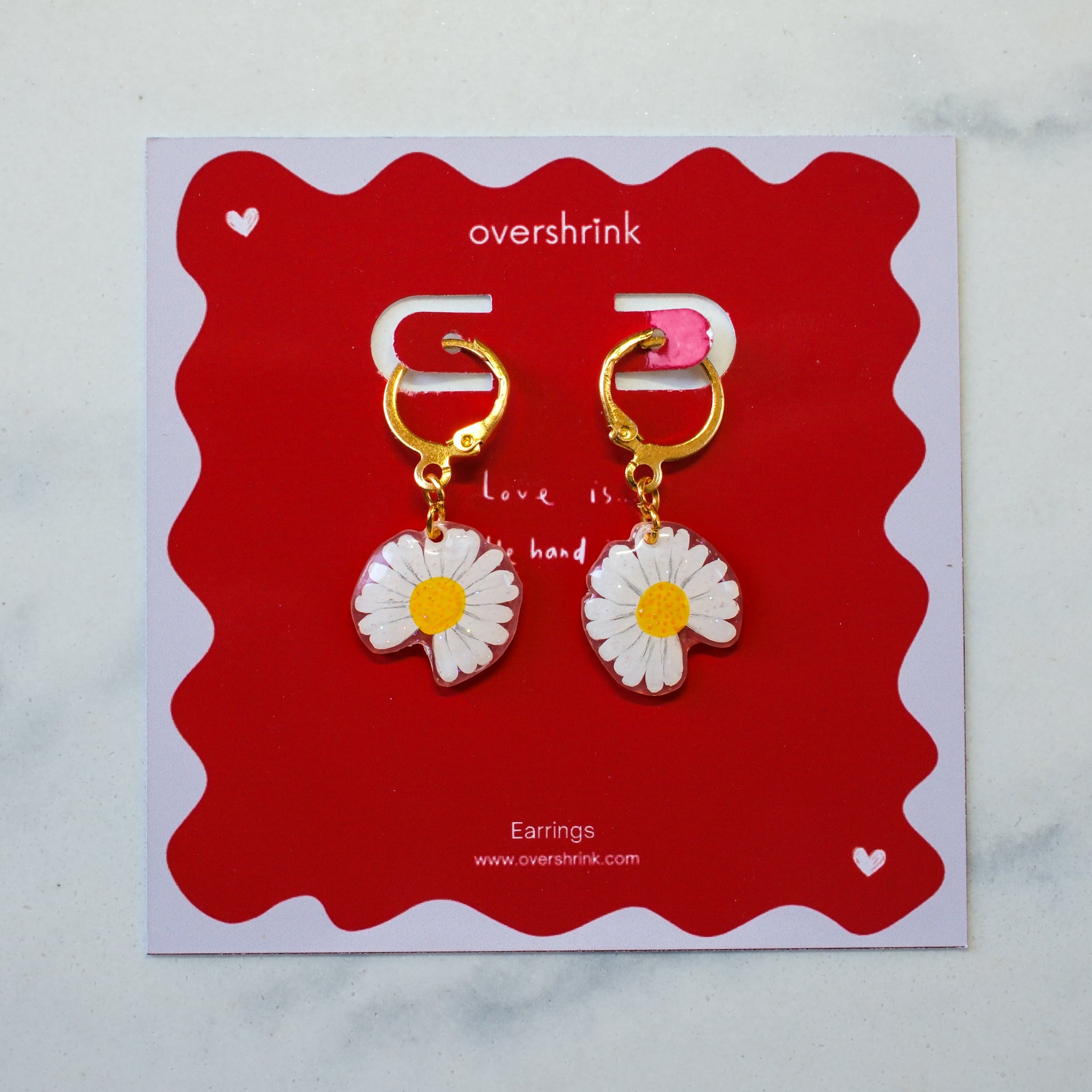 White Daisy Drop Earrings