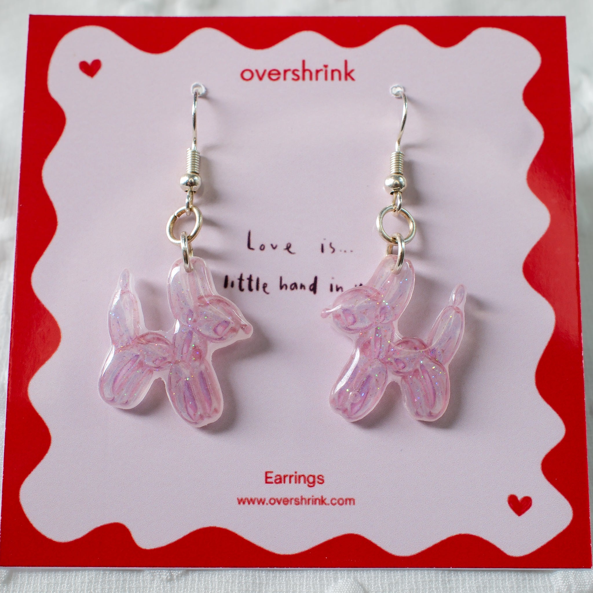 Pink Balloon Dog Drop Earrings