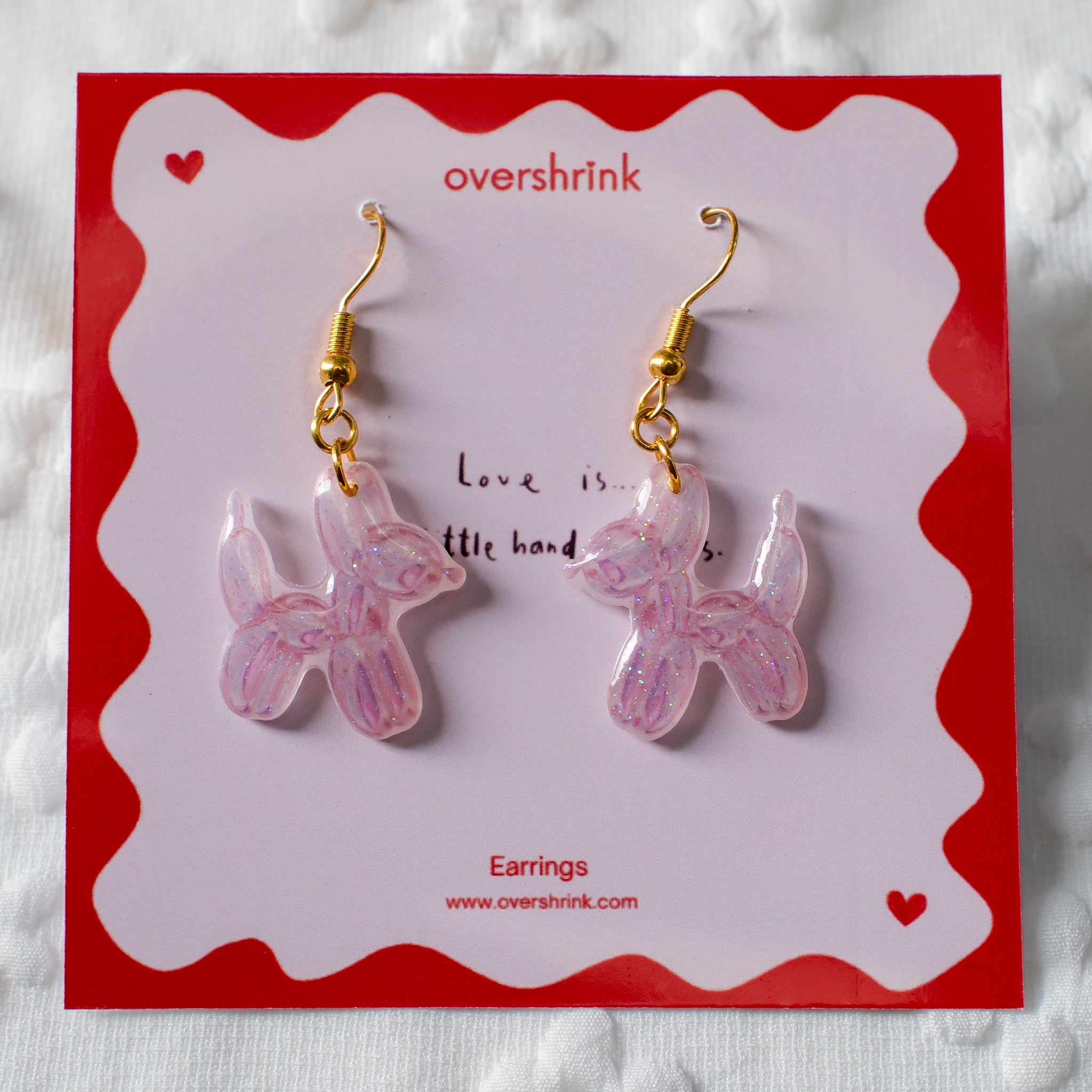 Pink Balloon Dog Drop Earrings
