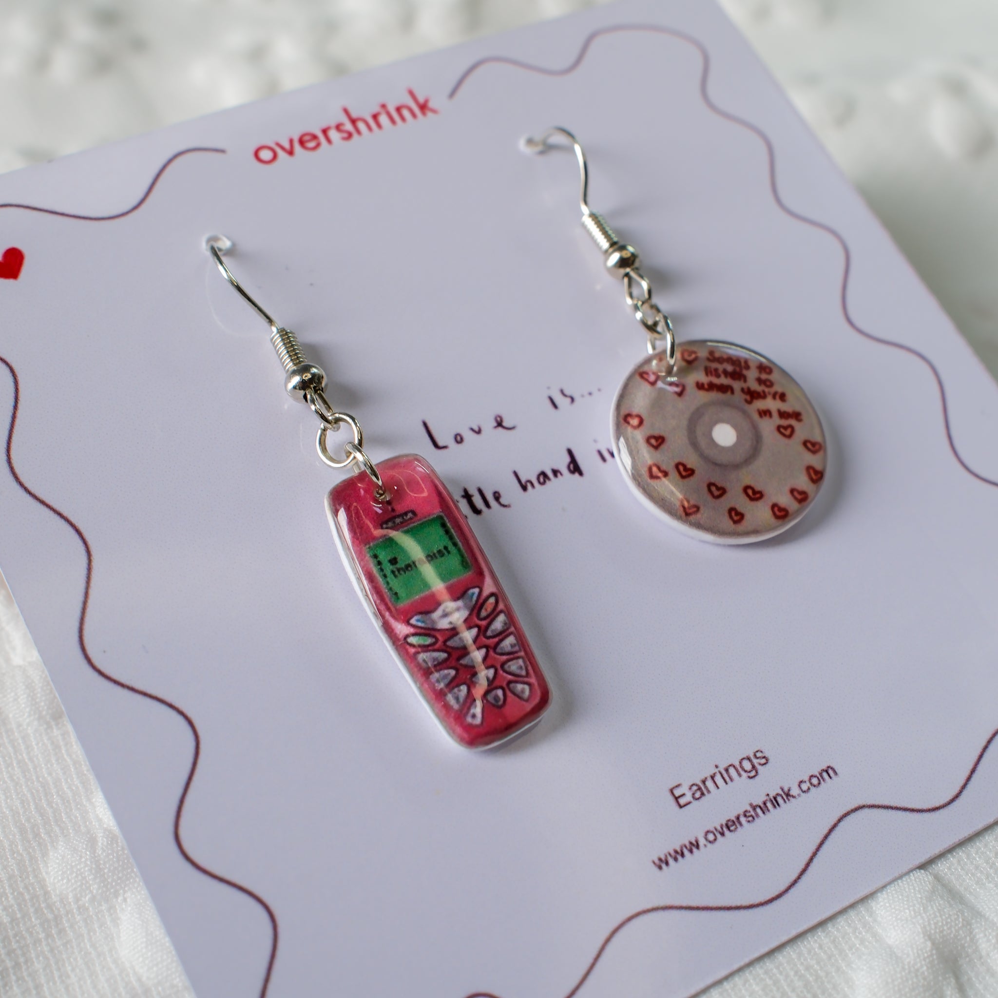 Love Is... Mismatched Retro Phone & Mix CD Earrings