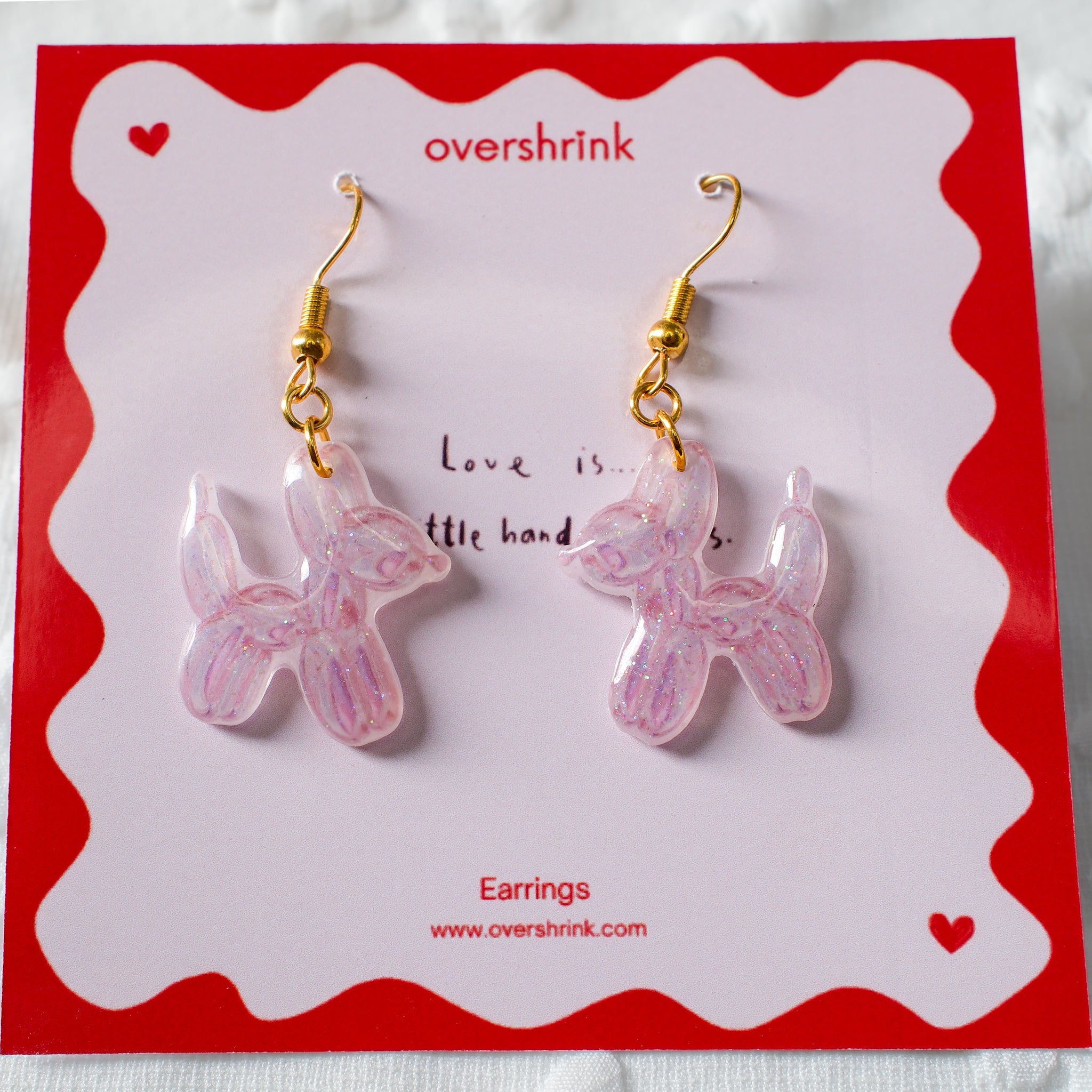 Pink Balloon Dog Drop Earrings