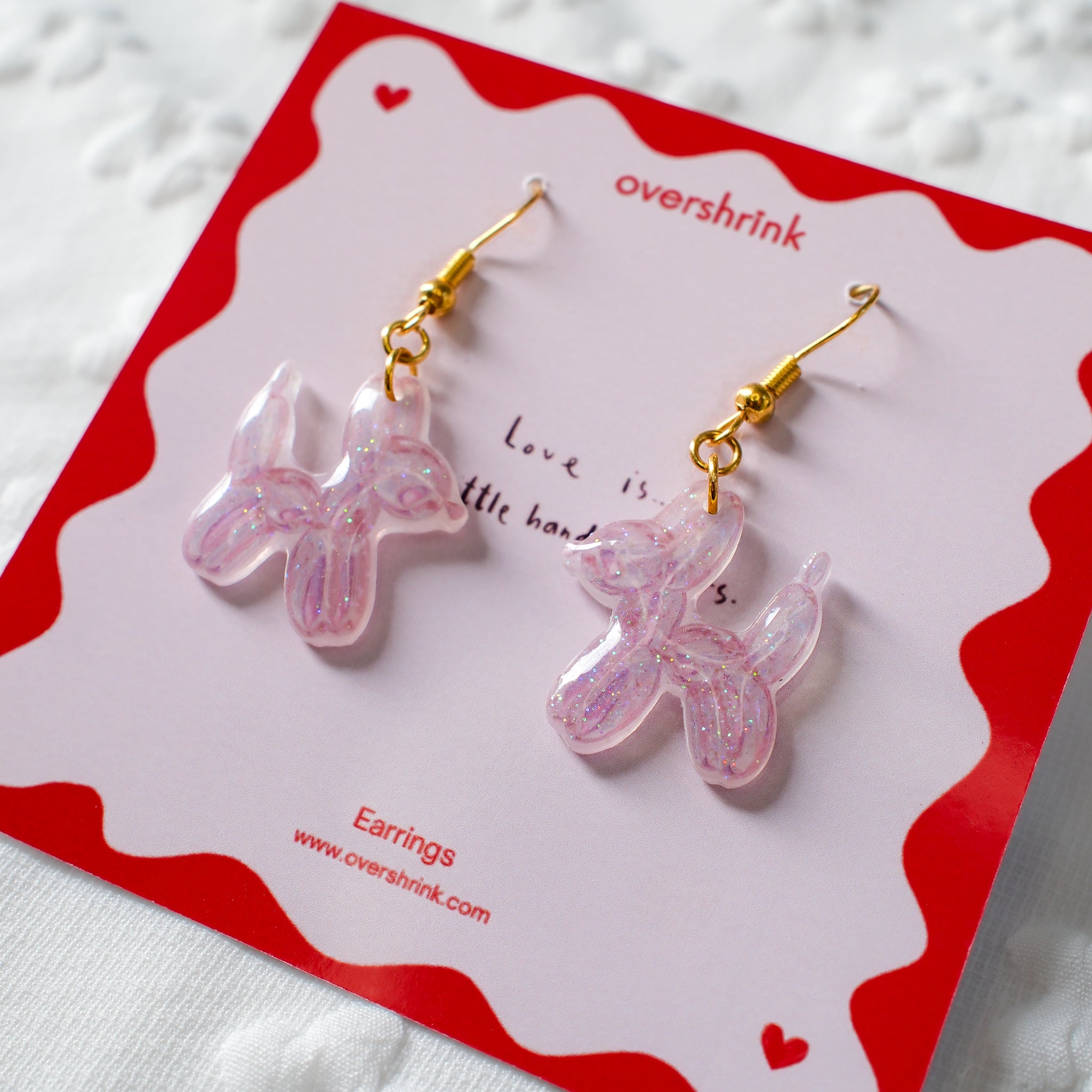 Pink Balloon Dog Drop Earrings