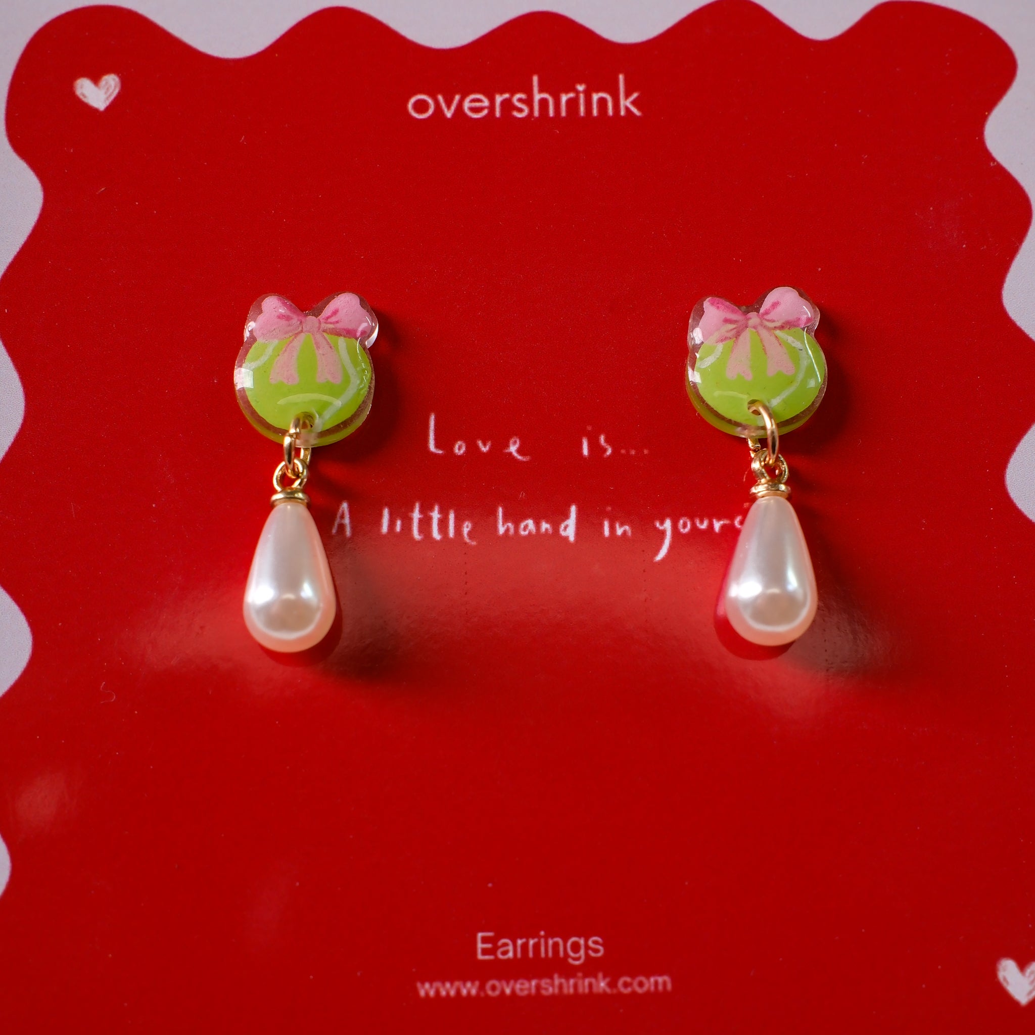 Bow Tennis Ball & Pearl Drop Earrings