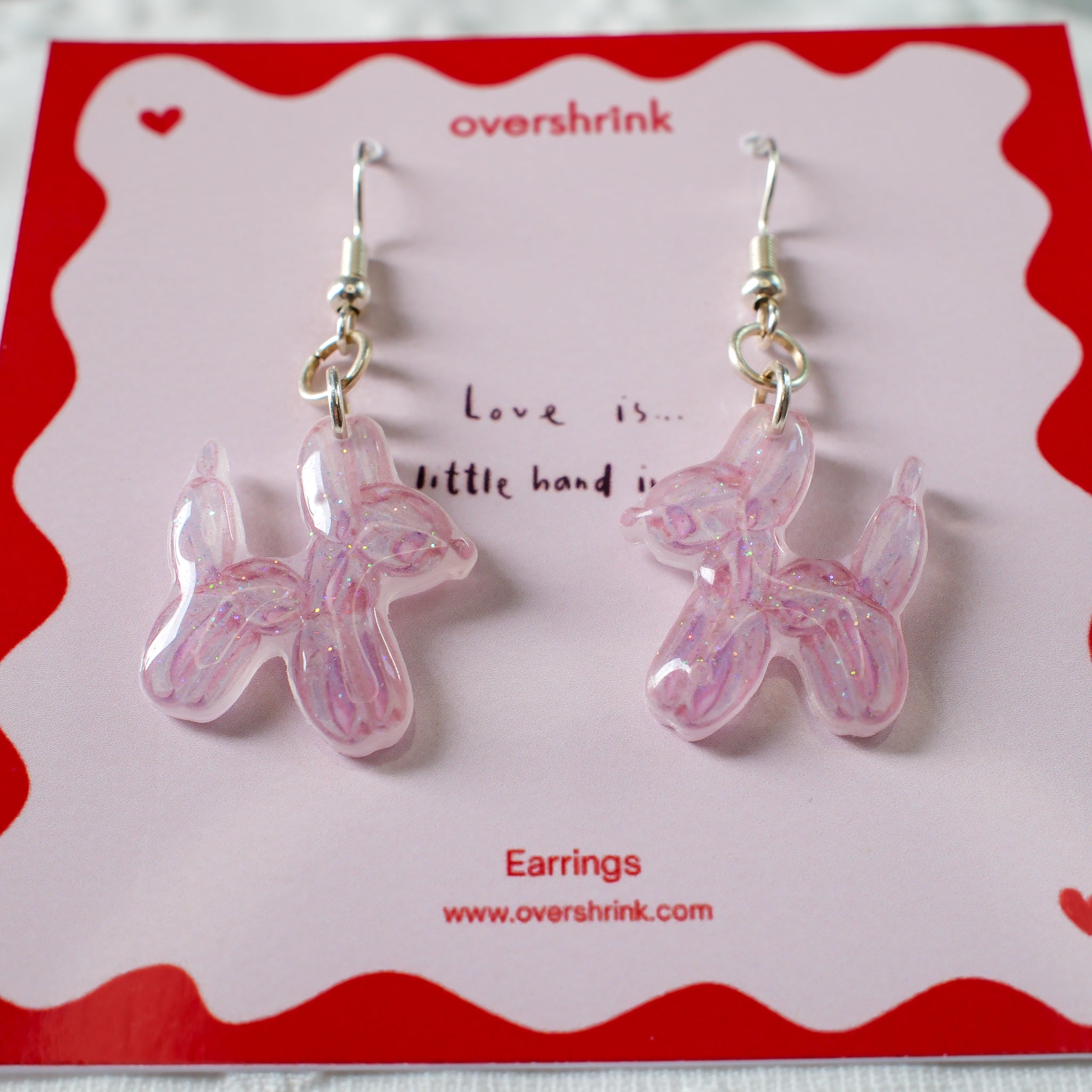 Pink Balloon Dog Drop Earrings