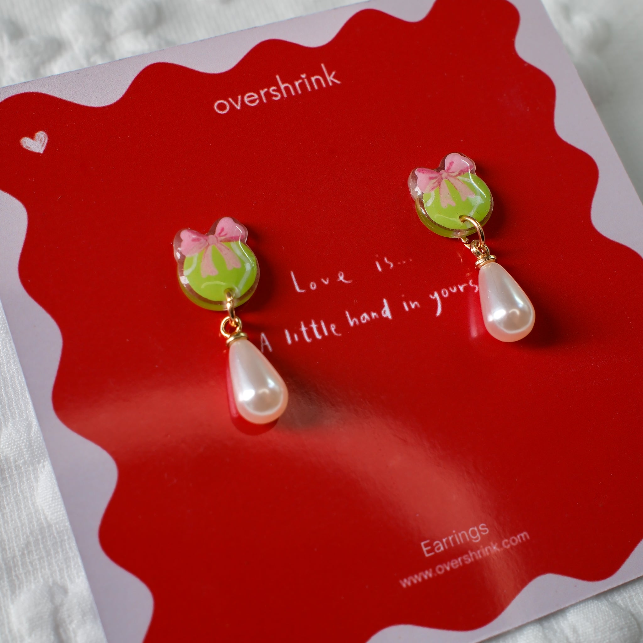 Bow Tennis Ball & Pearl Drop Earrings