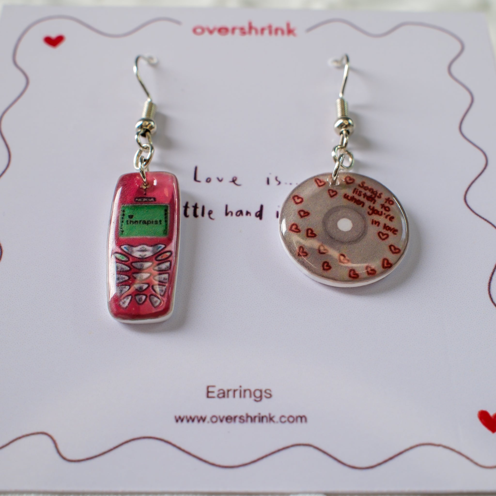Love Is... Mismatched Retro Phone & Mix CD Earrings