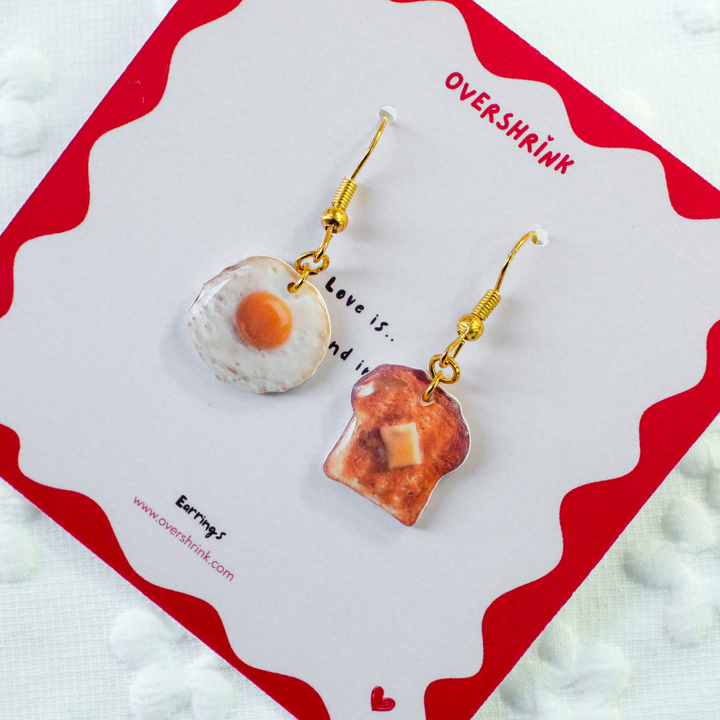 Fried Egg & Buttered Toast Earring Set