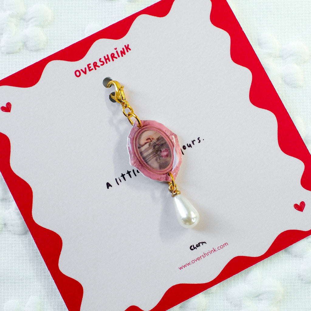 Vintage Rose & Hand Portrait Pearl Charm