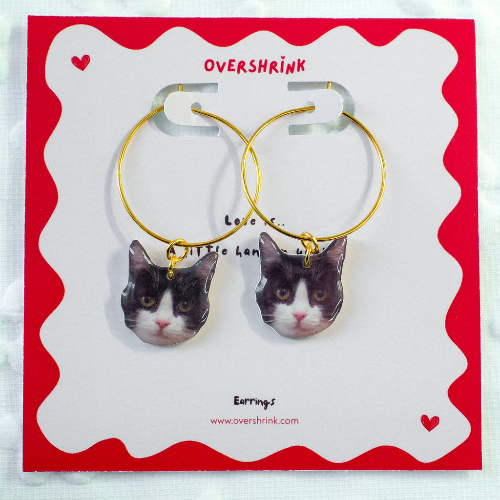 Tuxedo Cat Hoop Earring Set