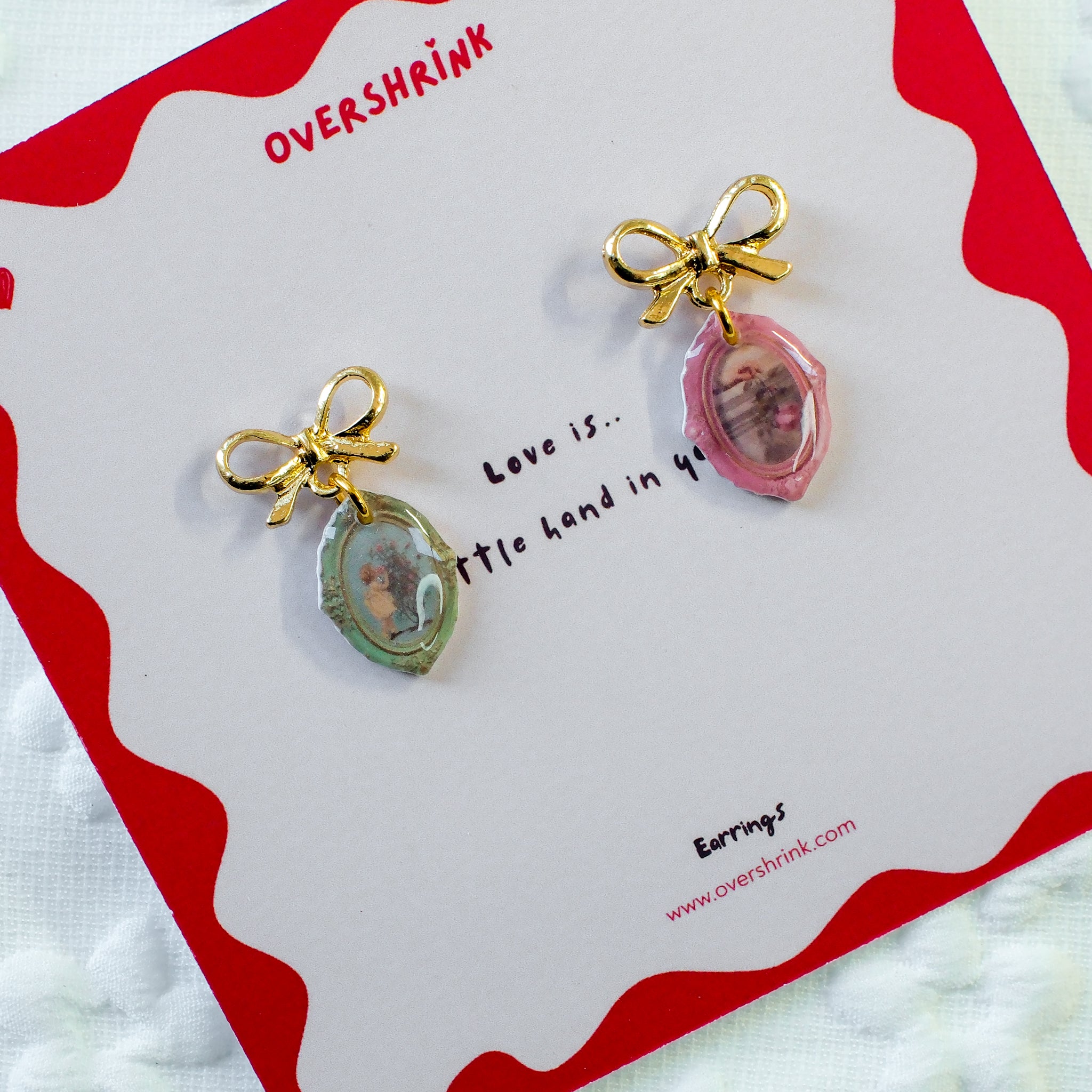 Vintage Framed Portrait Bow Earring Set