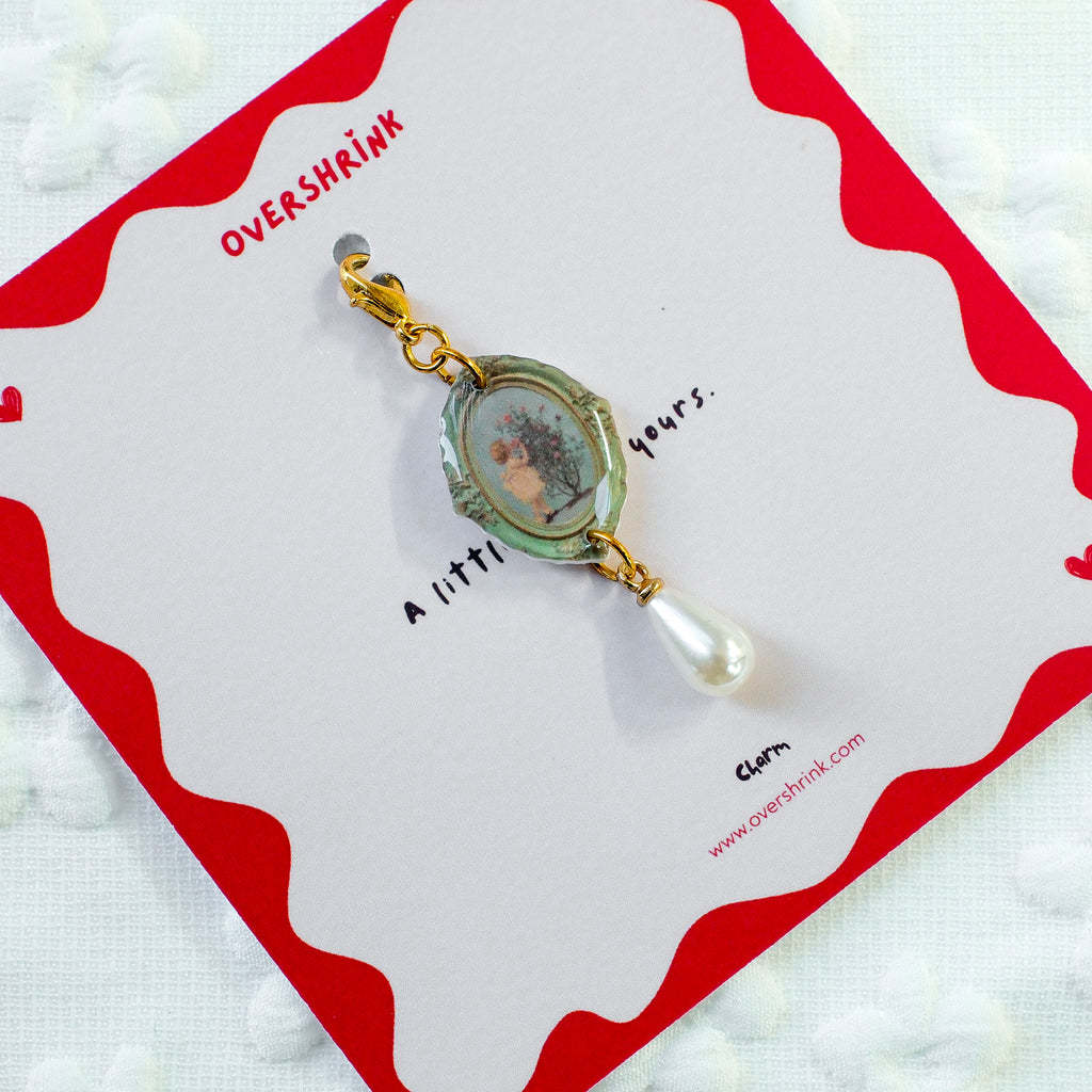 Vintage Baby Portrait & Pearl Charm