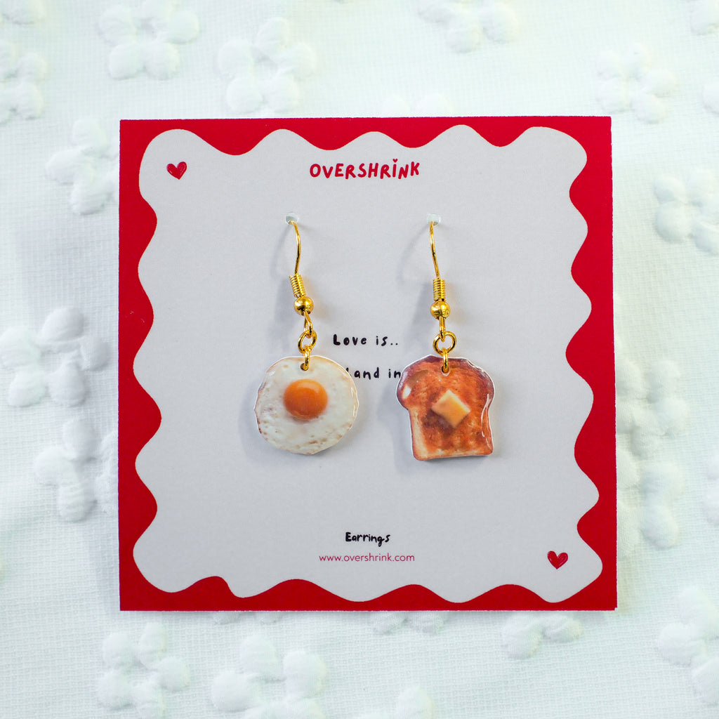 Fried Egg & Buttered Toast Earring Set