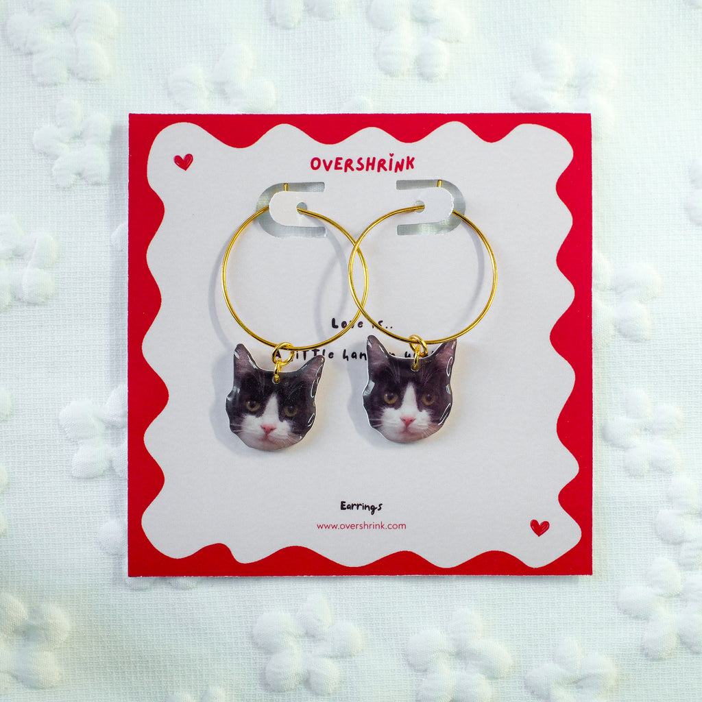 Tuxedo Cat Hoop Earring Set