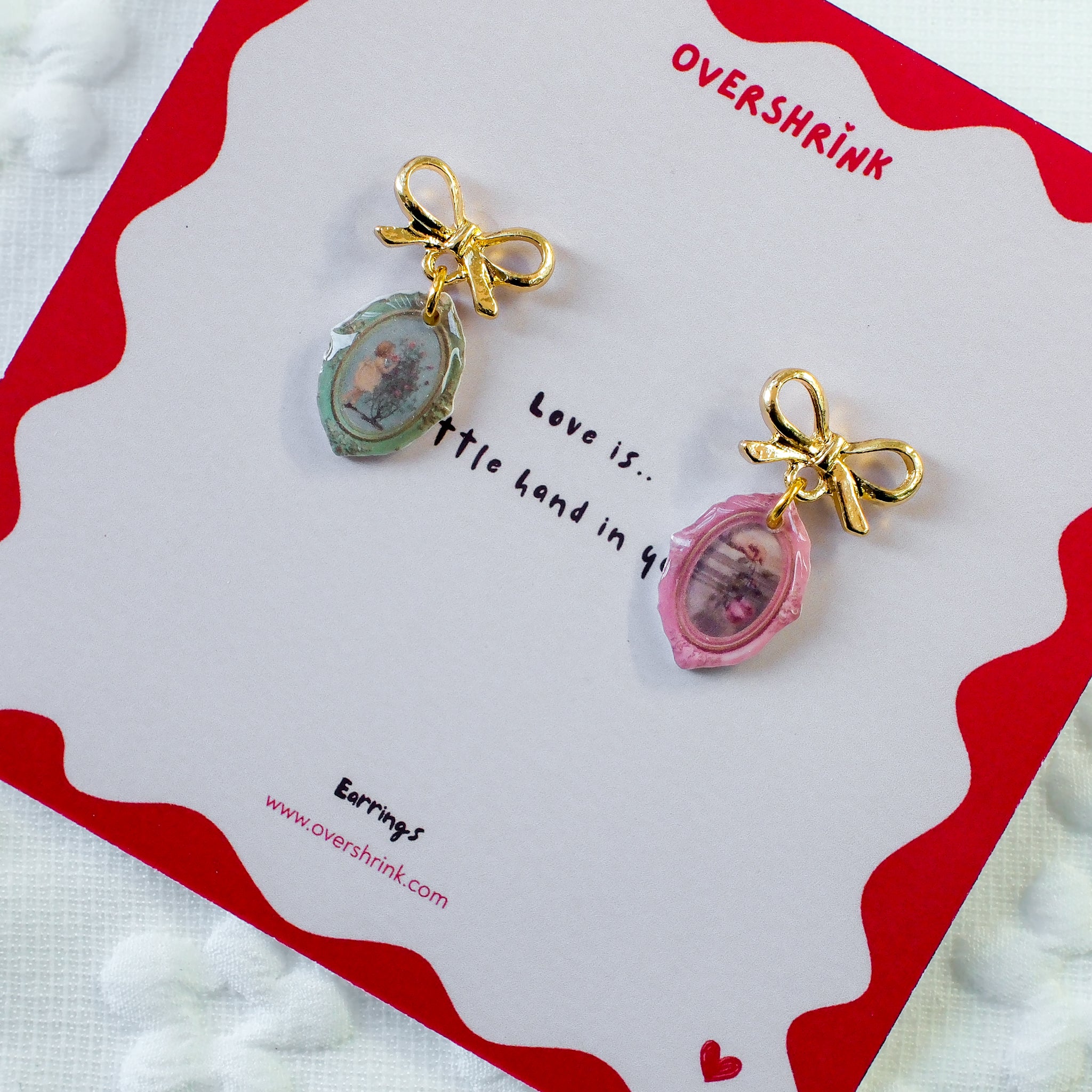 Vintage Framed Portrait Bow Earring Set