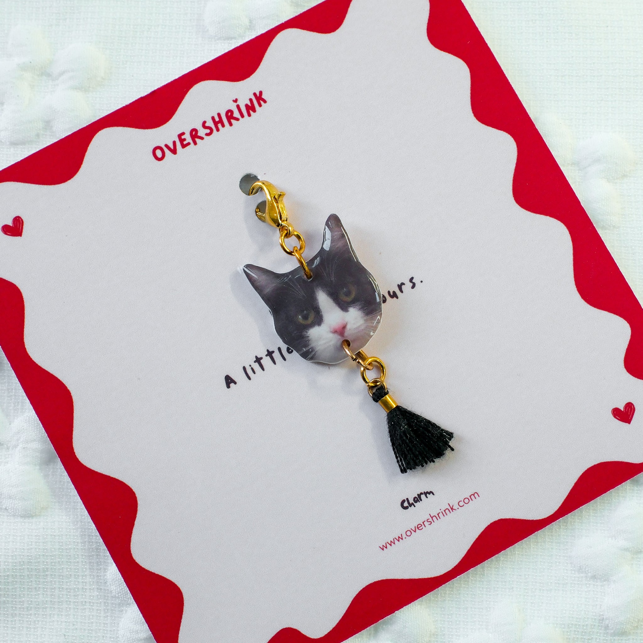 Tuxedo Cat & Black Tassel Charm