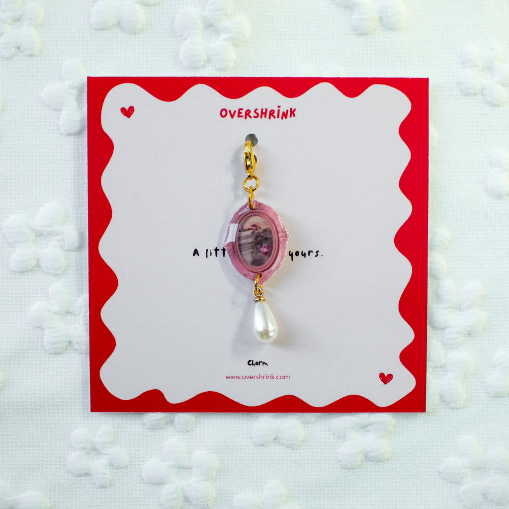 Vintage Rose & Hand Portrait Pearl Charm