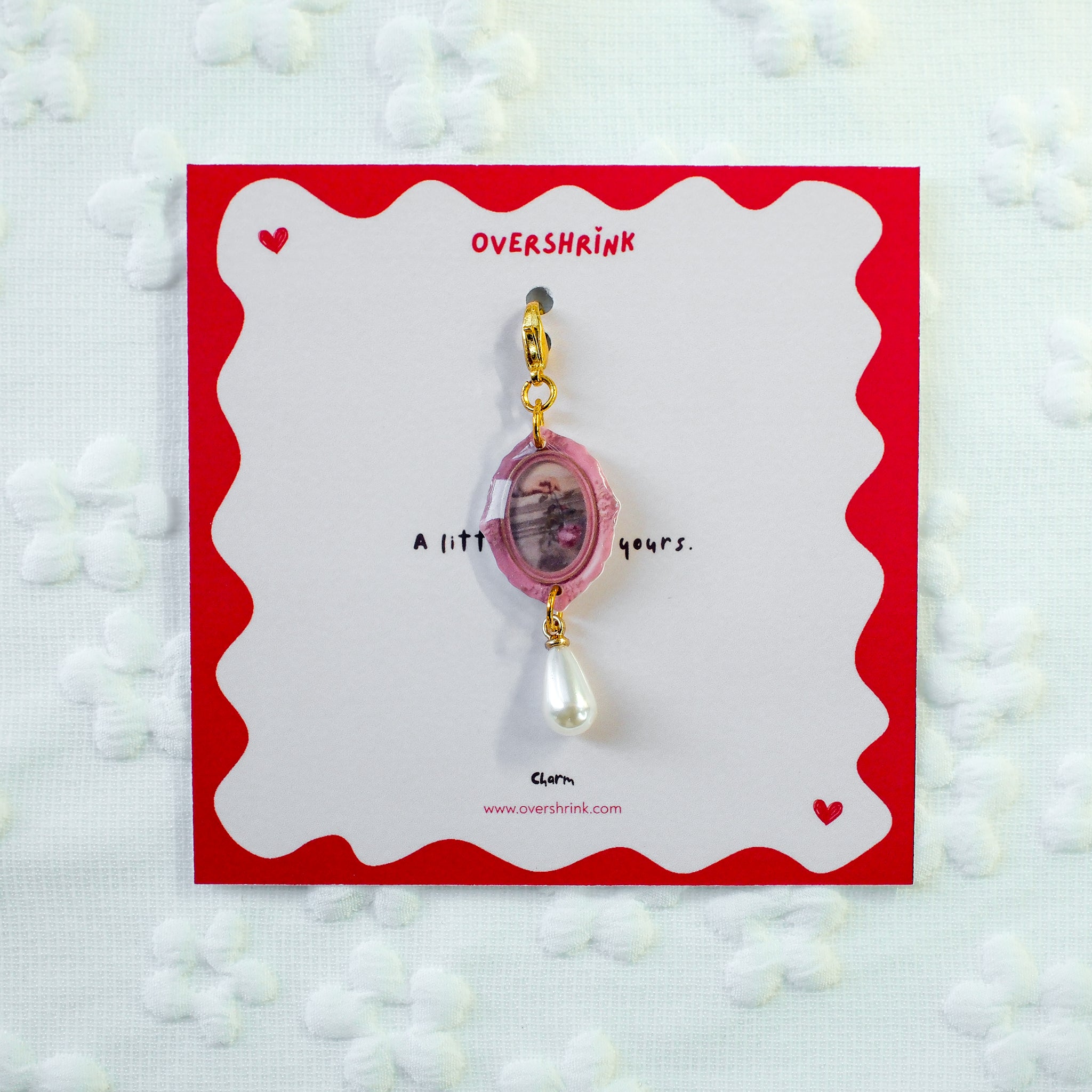 Vintage Rose & Hand Portrait Pearl Charm