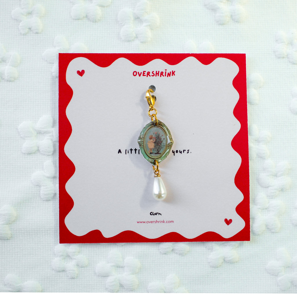 Vintage Baby Portrait & Pearl Charm