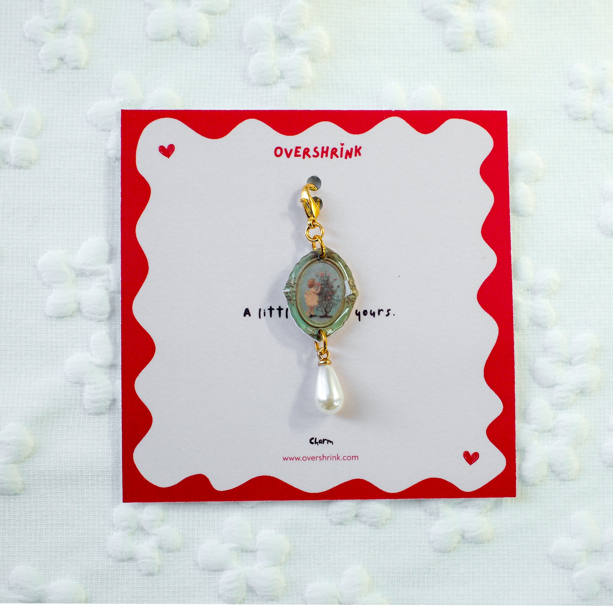 Vintage Baby Portrait & Pearl Charm