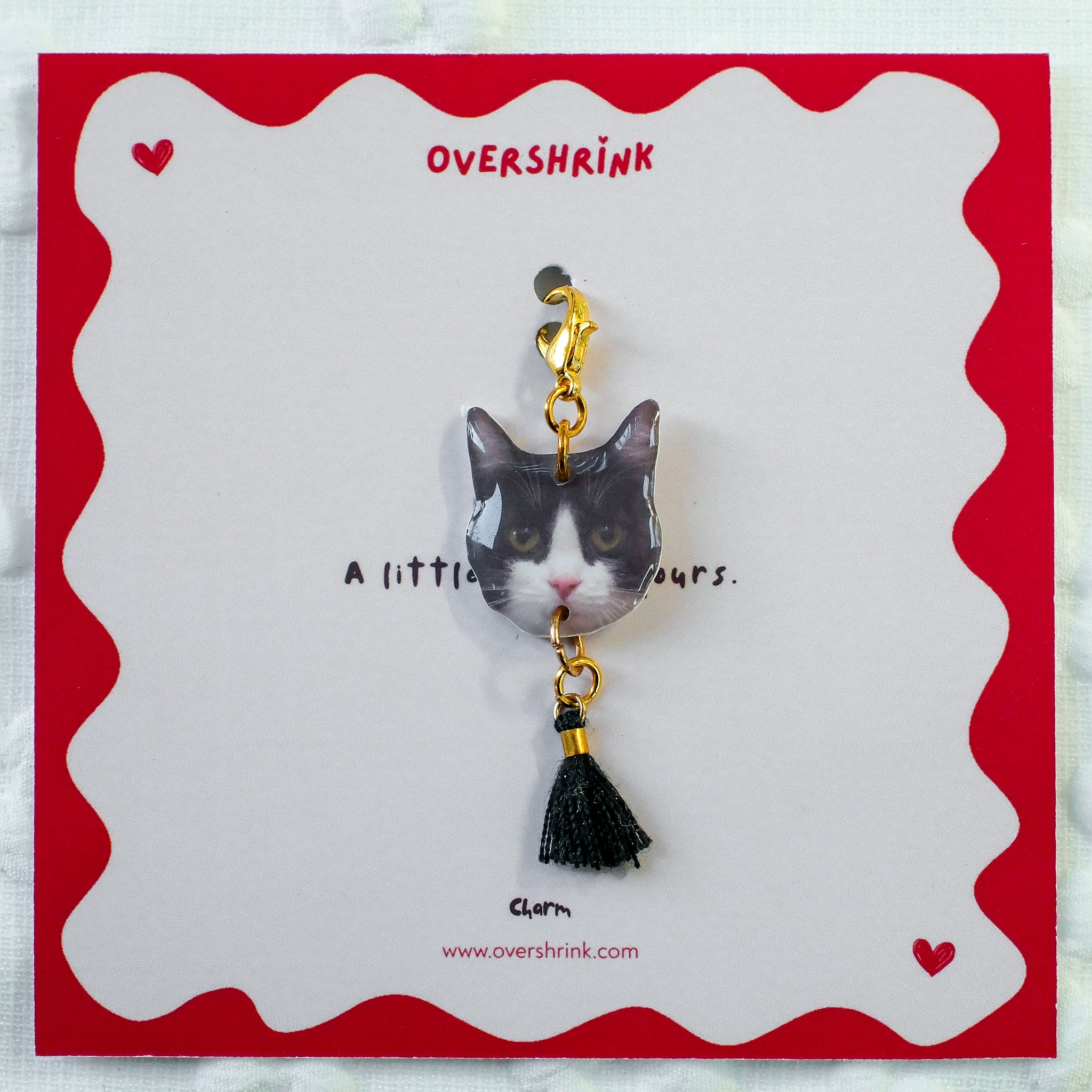 Tuxedo Cat & Black Tassel Charm