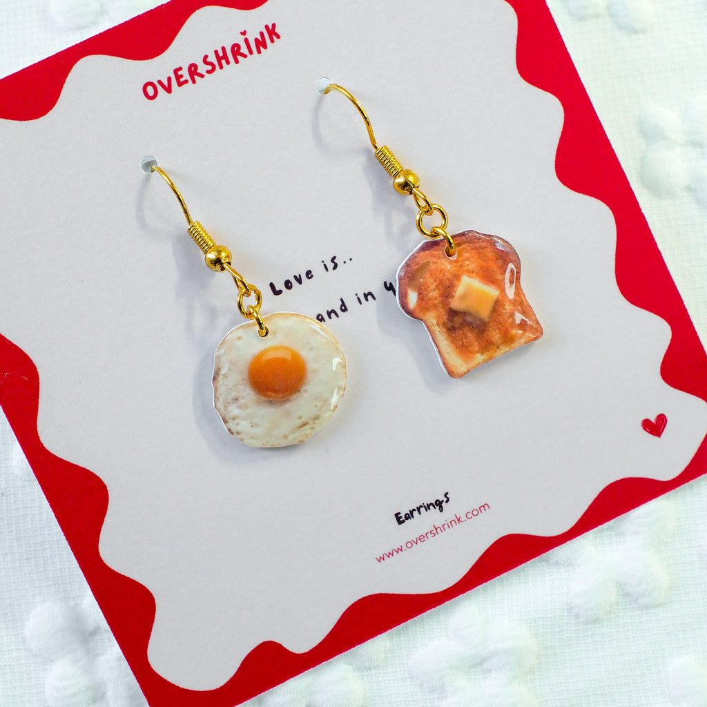 Fried Egg & Buttered Toast Earring Set