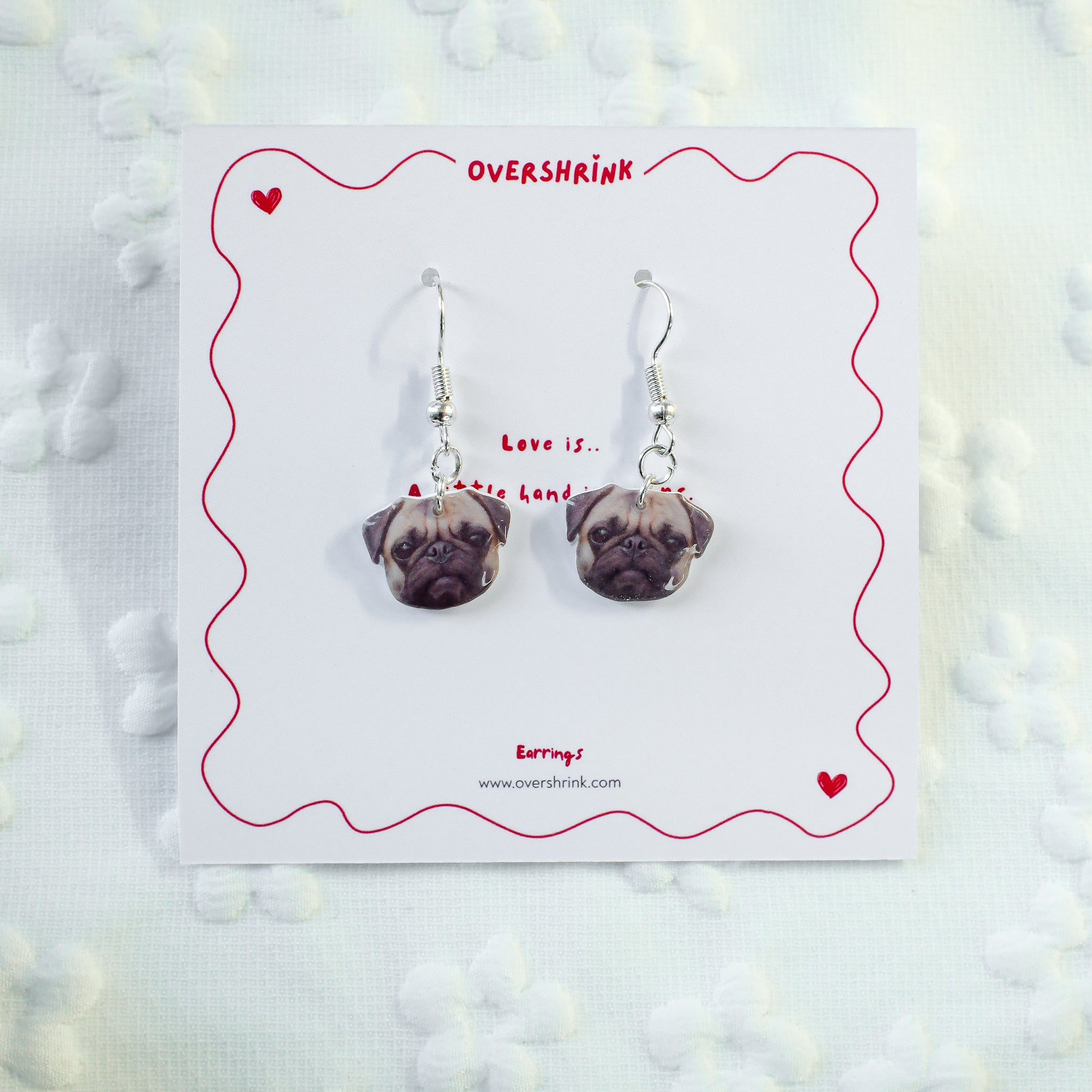 Pug Dog Face Dangle Earring Set
