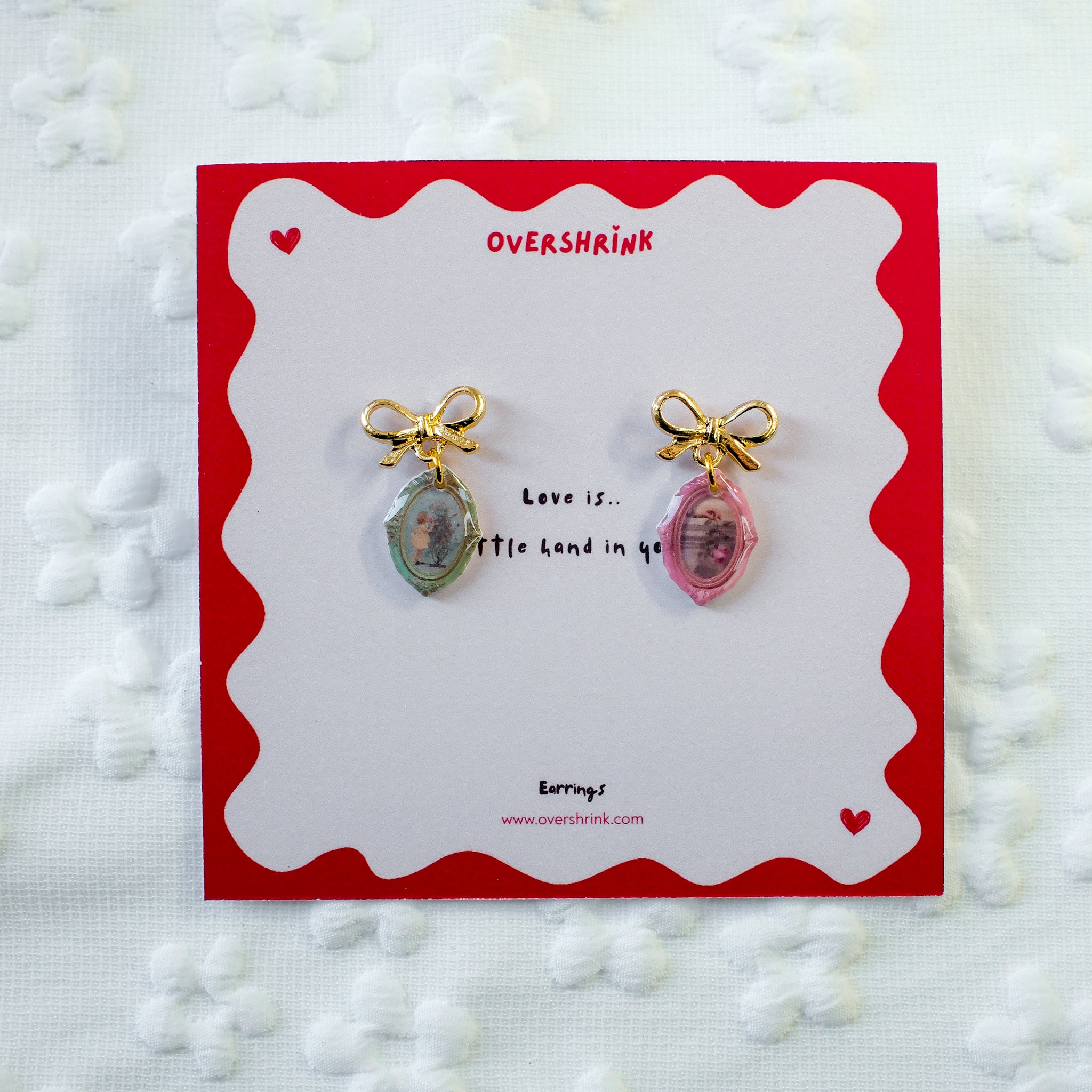 Vintage Framed Portrait Bow Earring Set