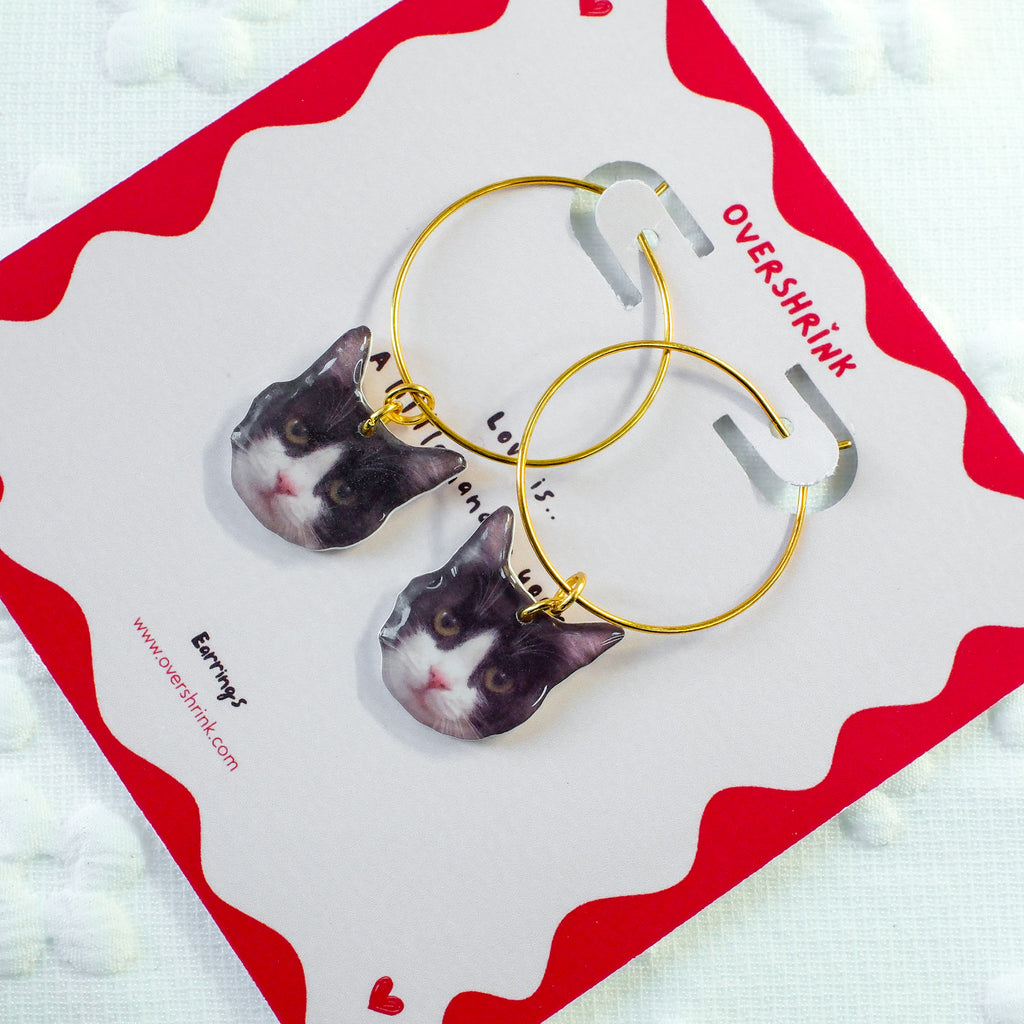 Tuxedo Cat Hoop Earring Set