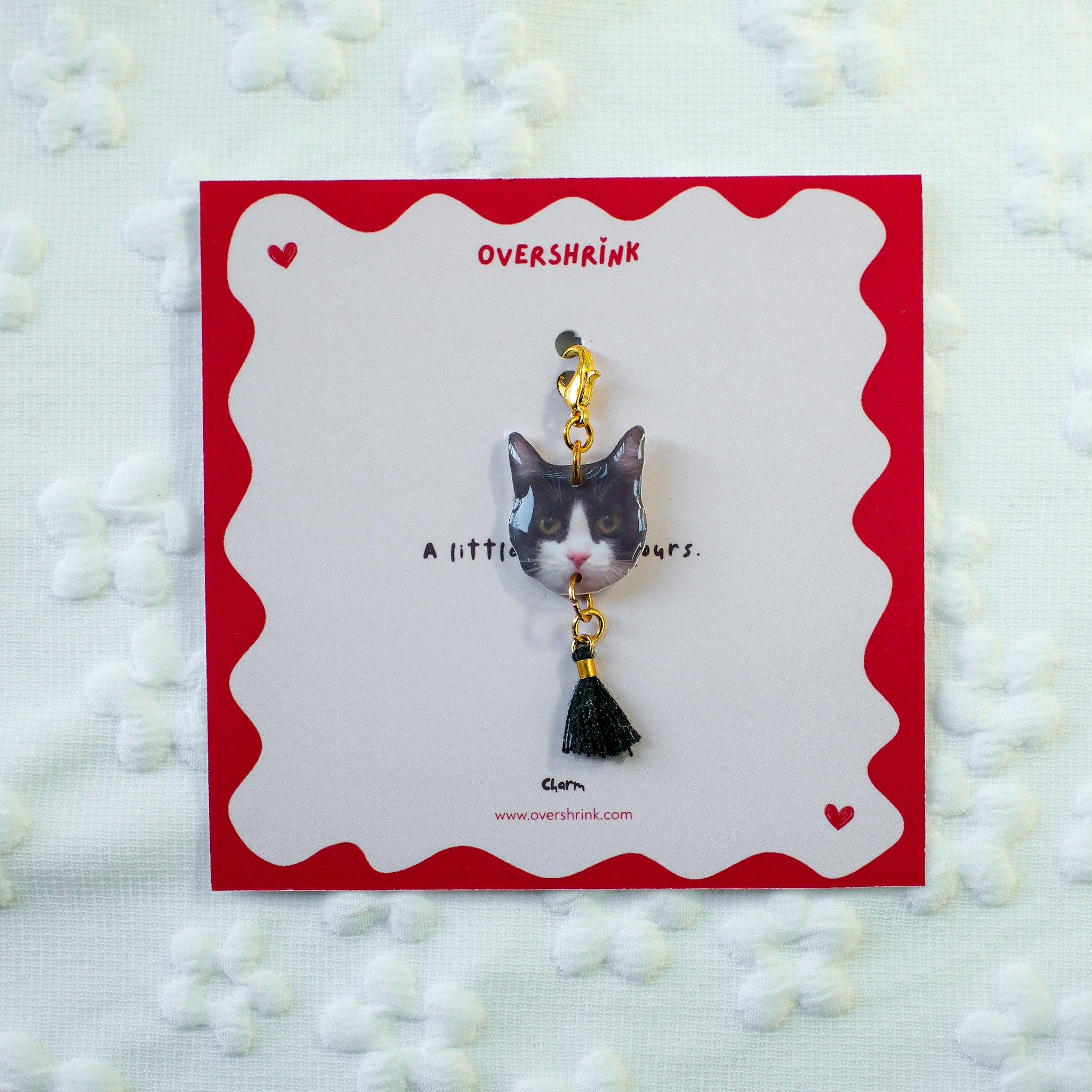 Tuxedo Cat & Black Tassel Charm