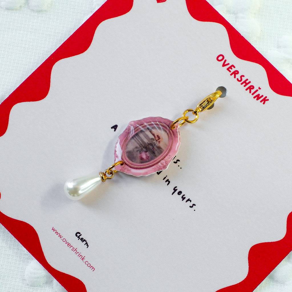 Vintage Rose & Hand Portrait Pearl Charm