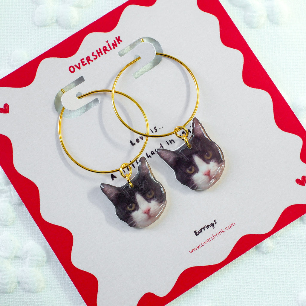 Tuxedo Cat Hoop Earring Set