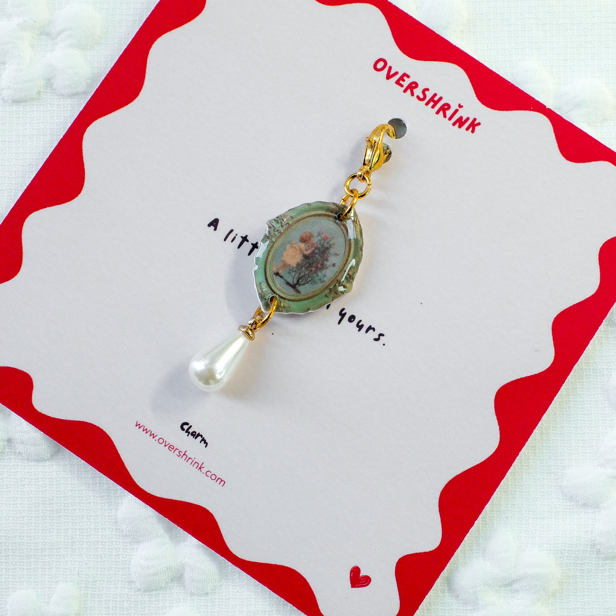 Vintage Baby Portrait & Pearl Charm