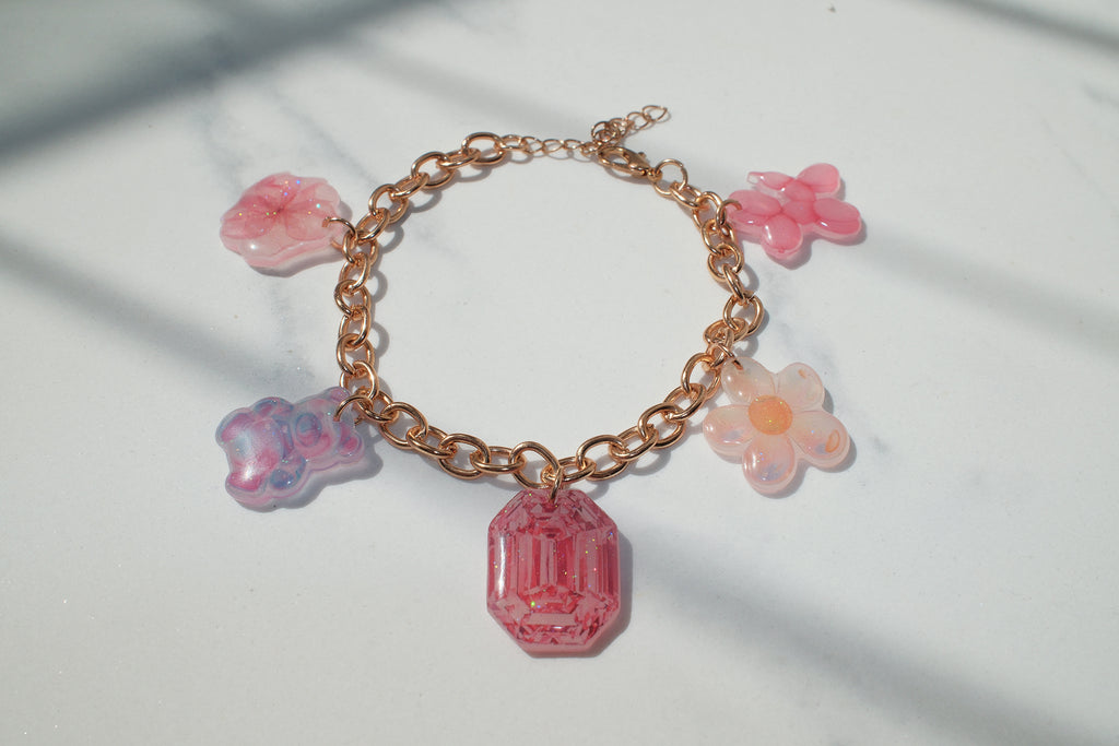 Pink Charm Chain Bracelet