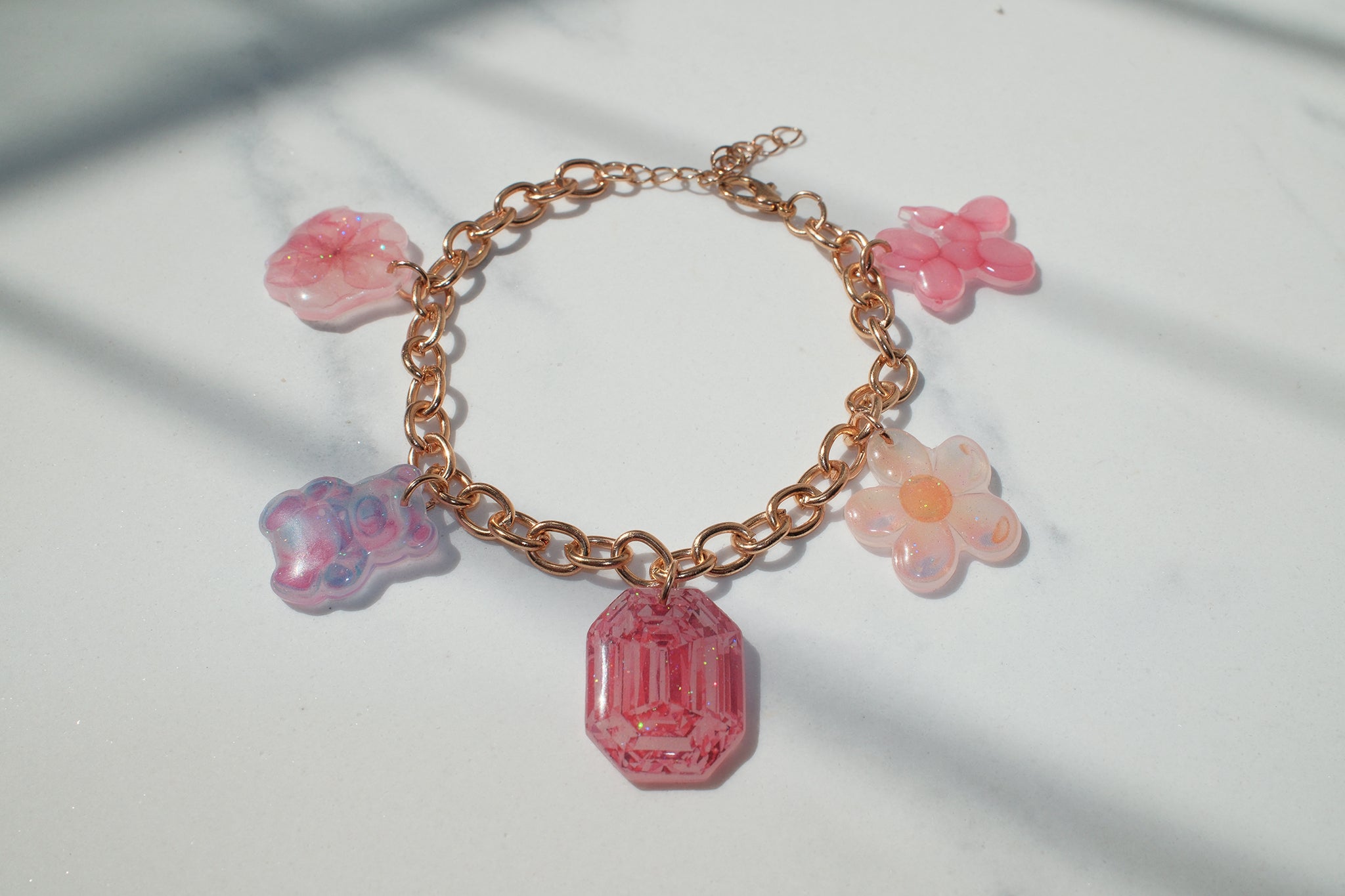 Pink Charm Chain Bracelet
