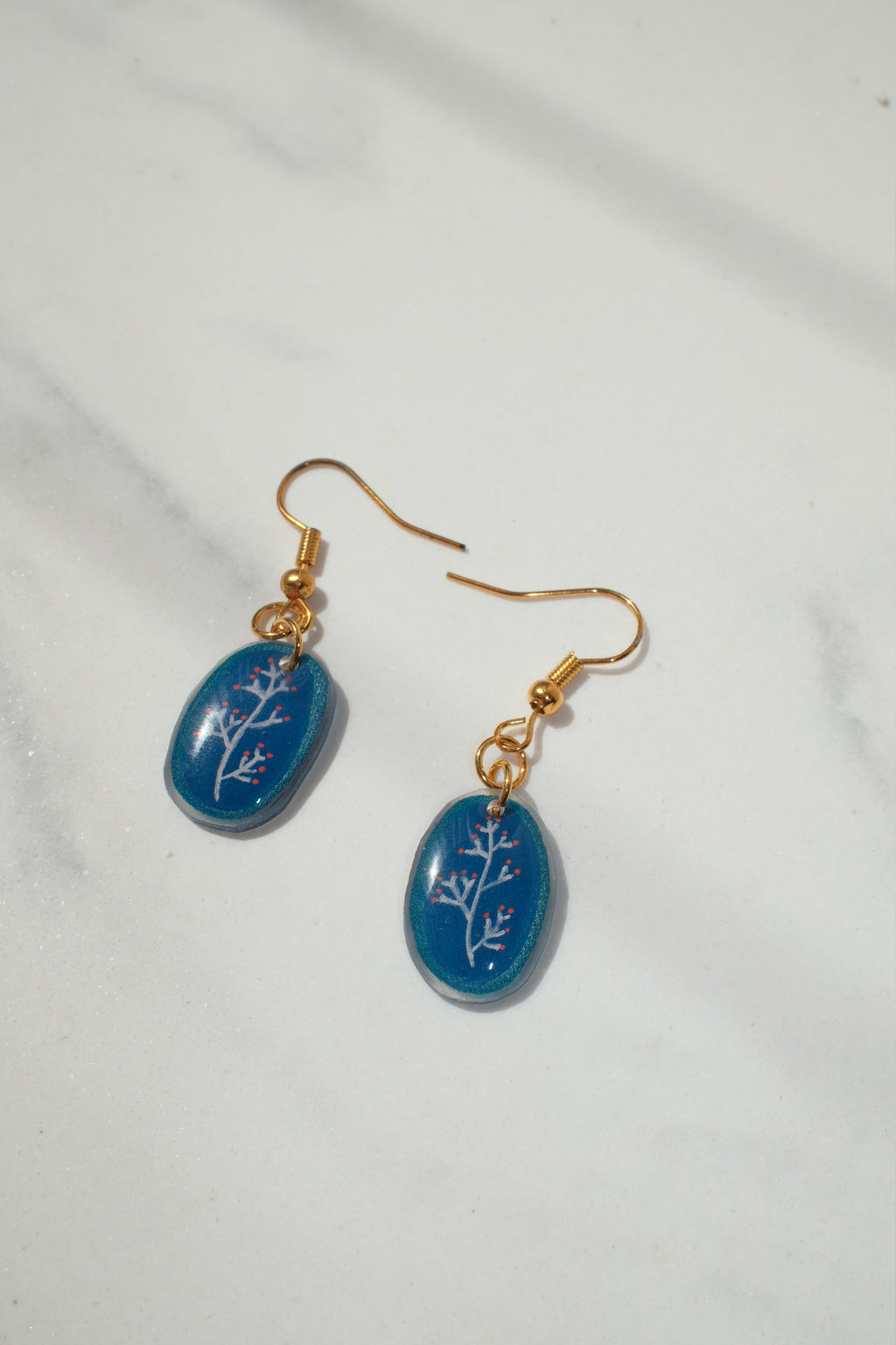 Blue Branch Drop Earrings