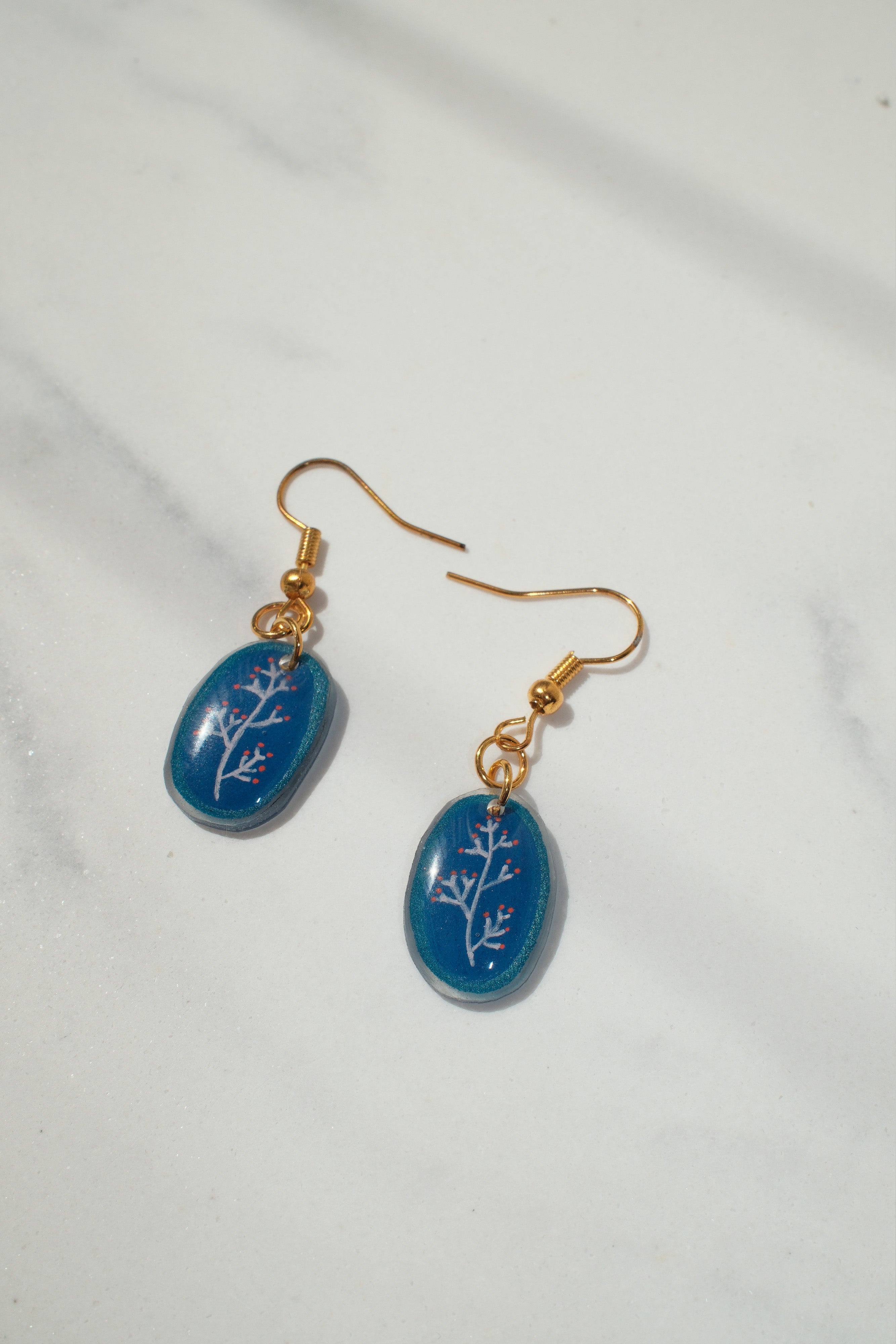 Blue Branch Drop Earrings