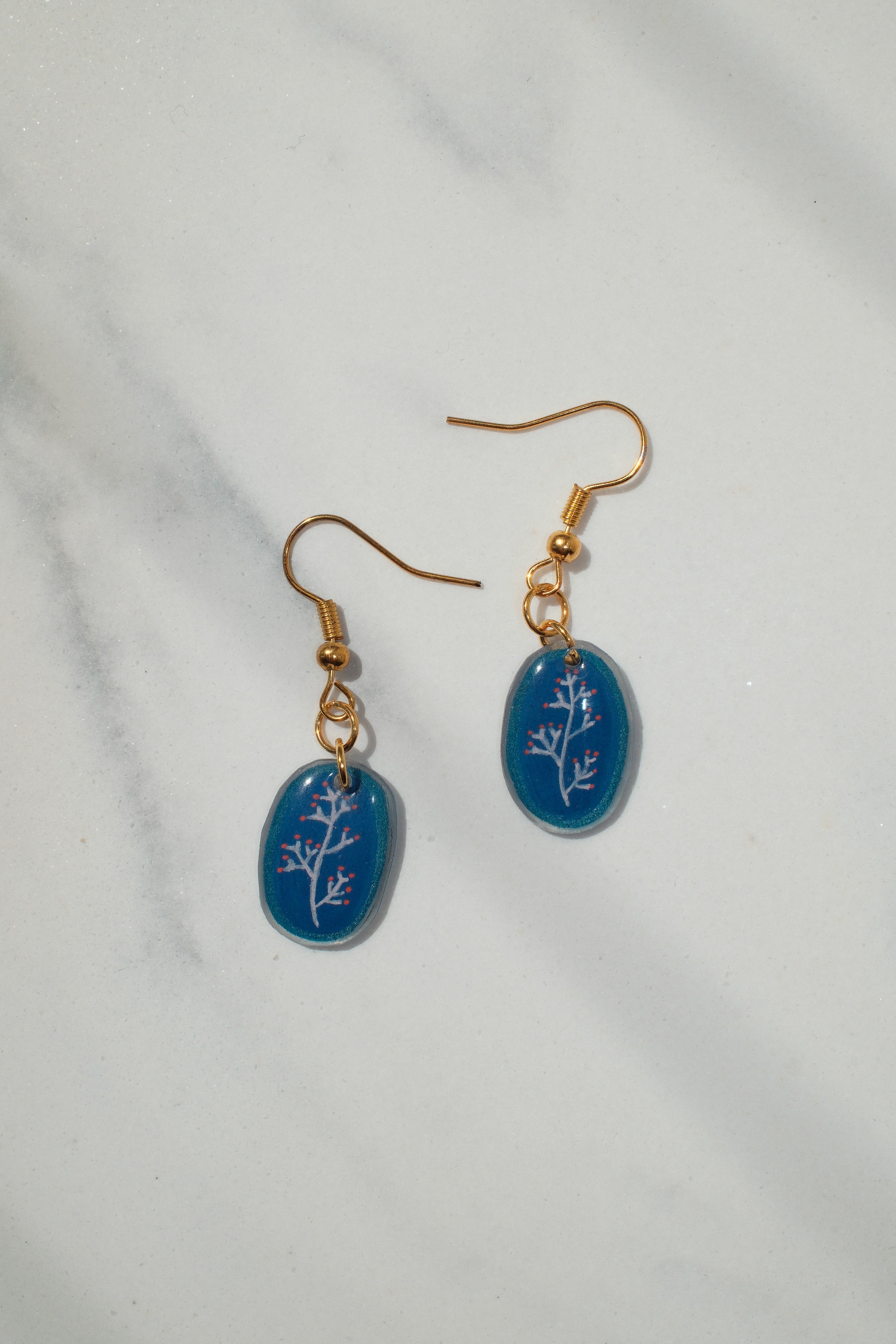 Blue Branch Drop Earrings