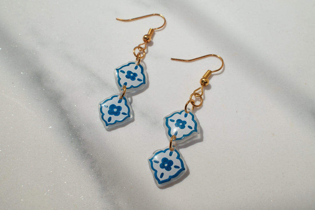 Botanical Blue Drop Earrings